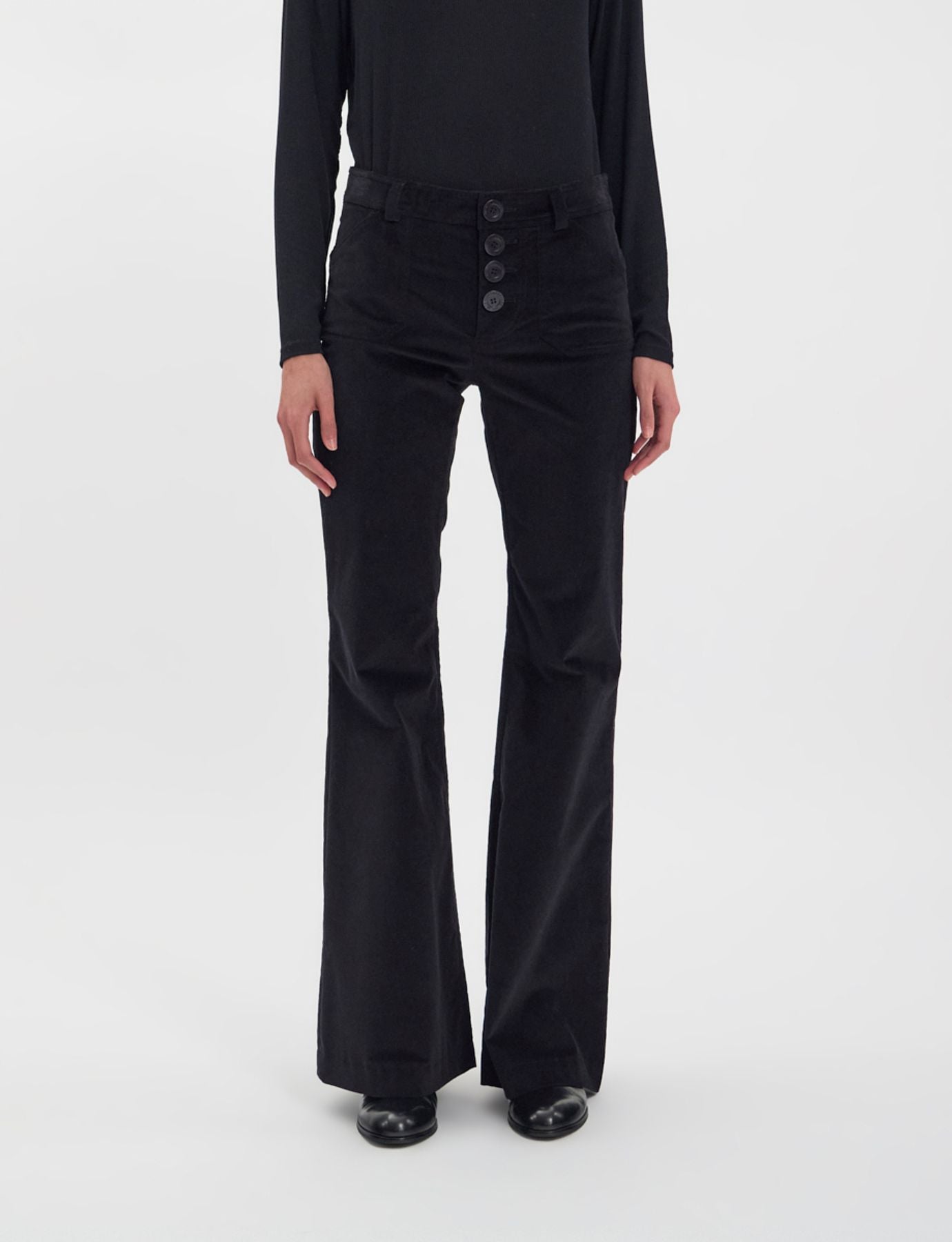 Pantalone Charlotte di terciopelo nero liso