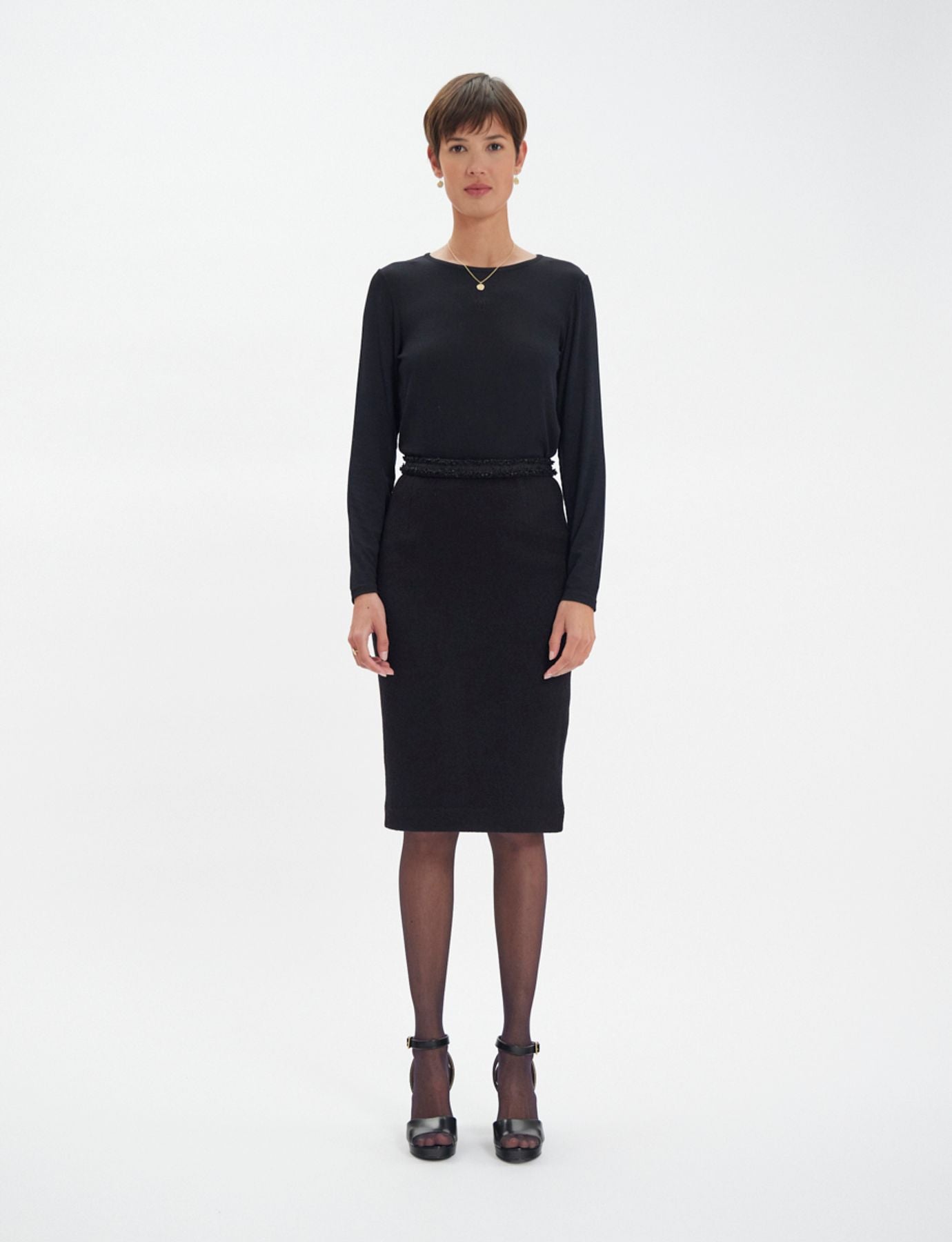 Falda Gabriela di lana nera