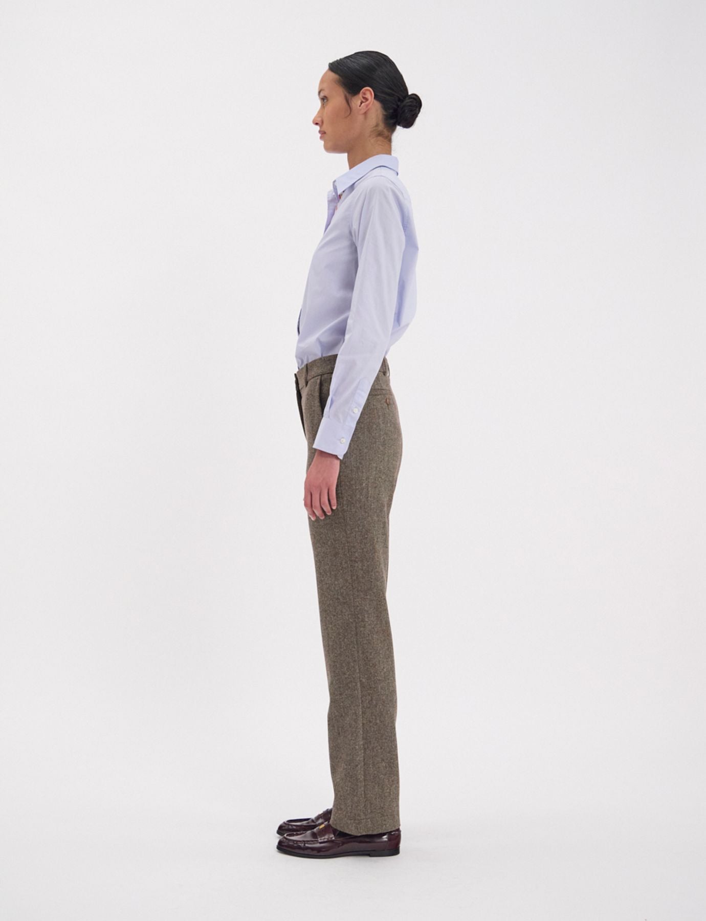 Pantaloni Francisco in misto lana verde screziato