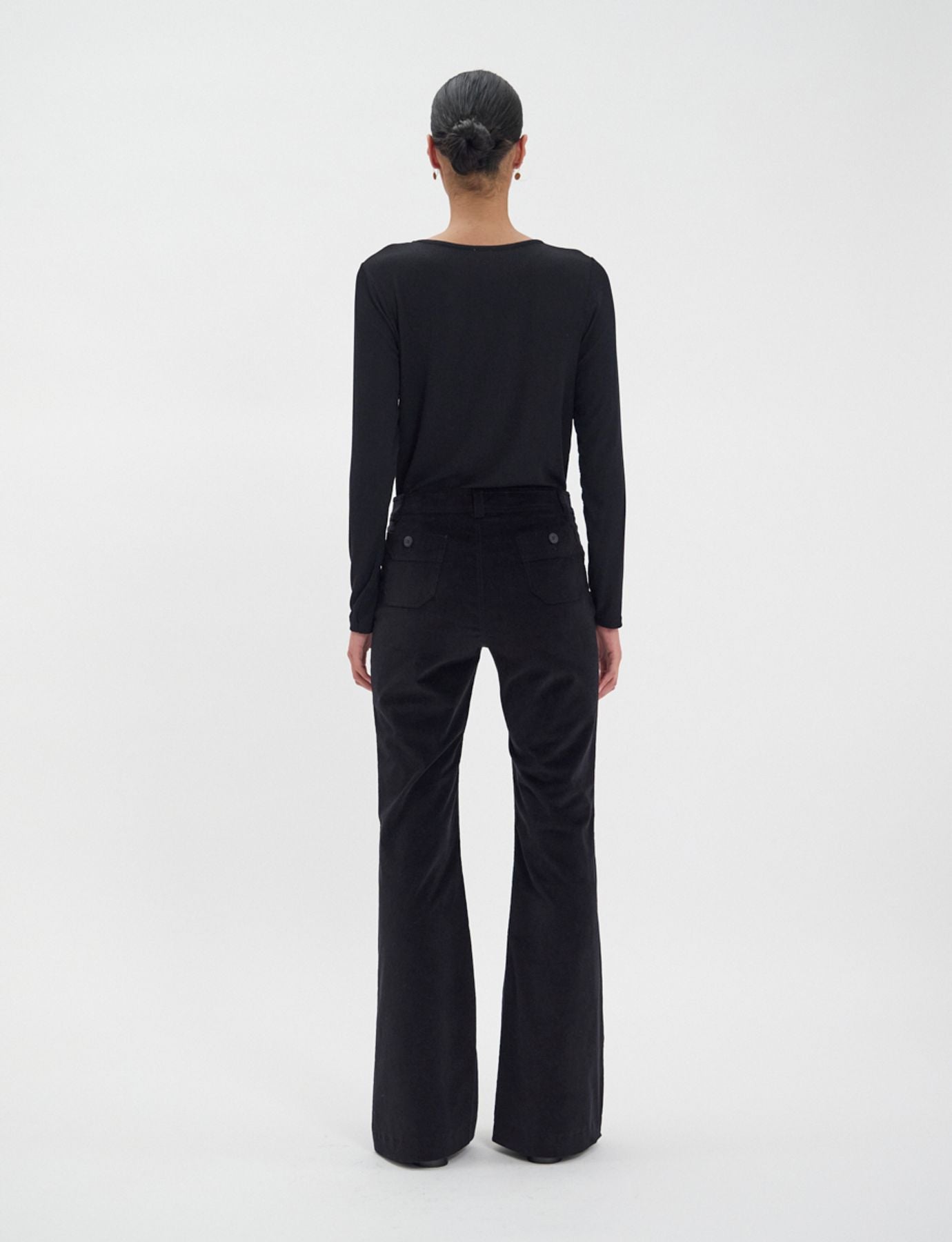 Pantalone Charlotte di terciopelo nero liso