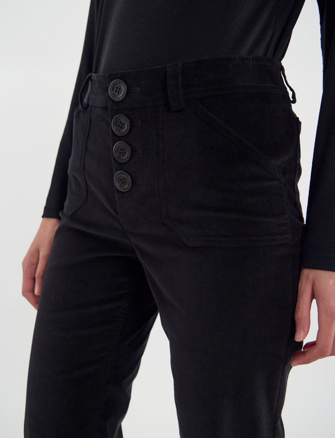 Pantalone Charlotte di terciopelo nero liso