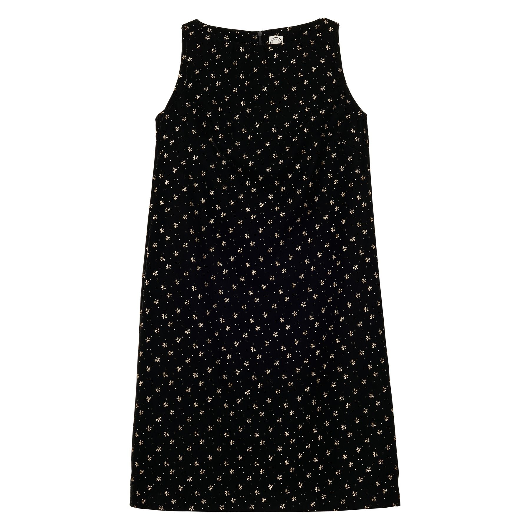 Vestido Madeleine di terciopelo nero liso con decorazioni dorate