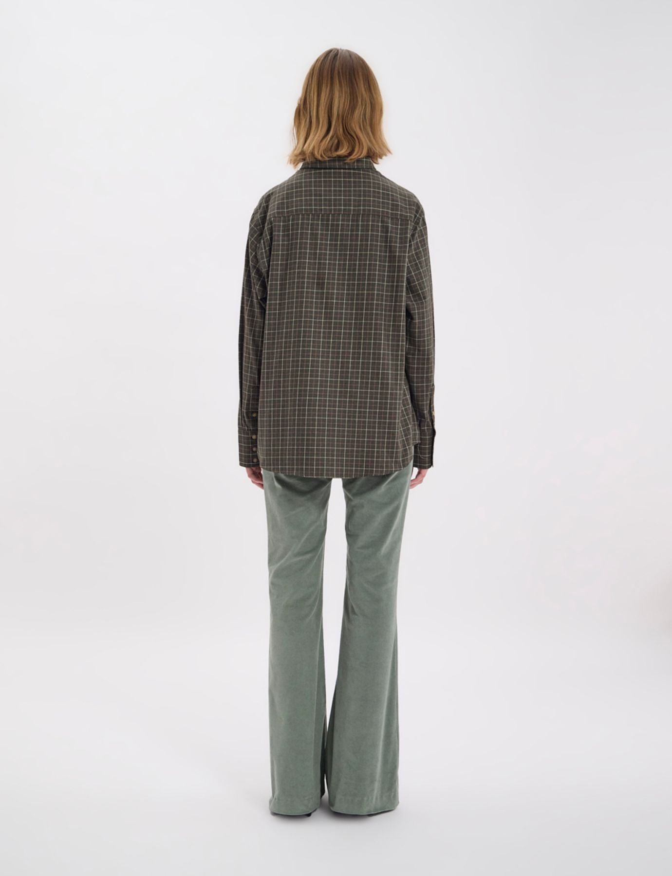 Camicia Maureen a quadri in cotone color kaki
