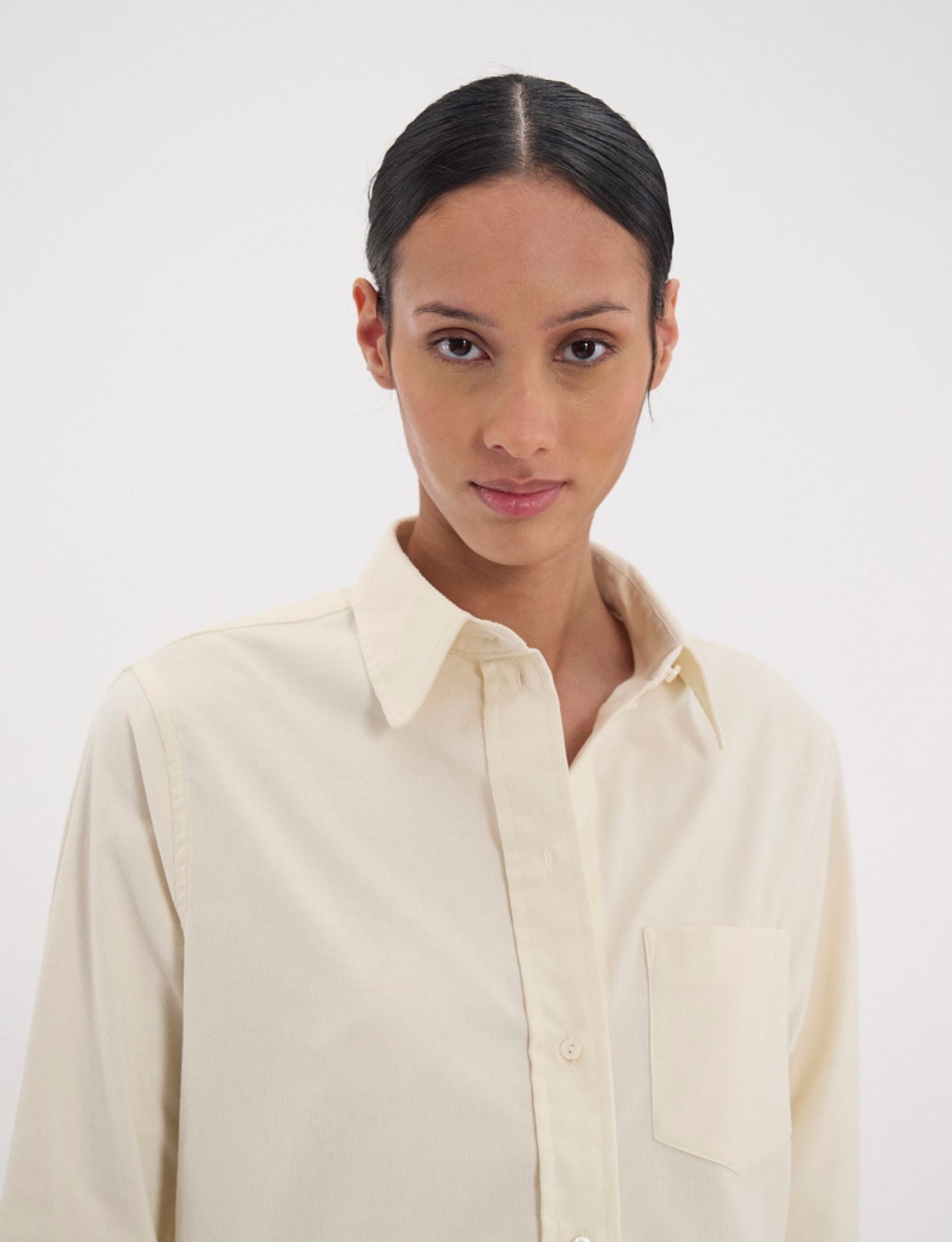 Camicia Maureen in velluto millerighe ecrù