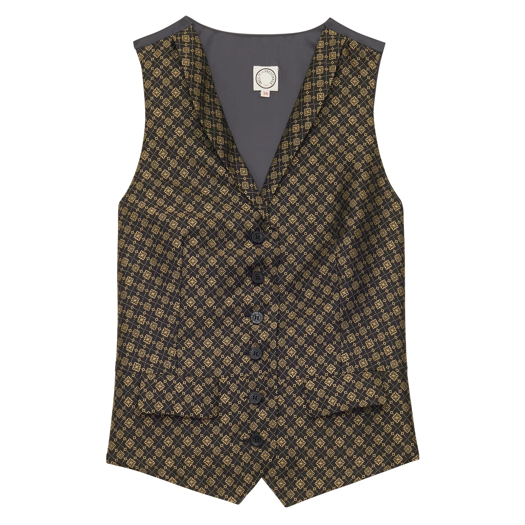 Chaleco Robinson in tessuto jacquard nero e oro