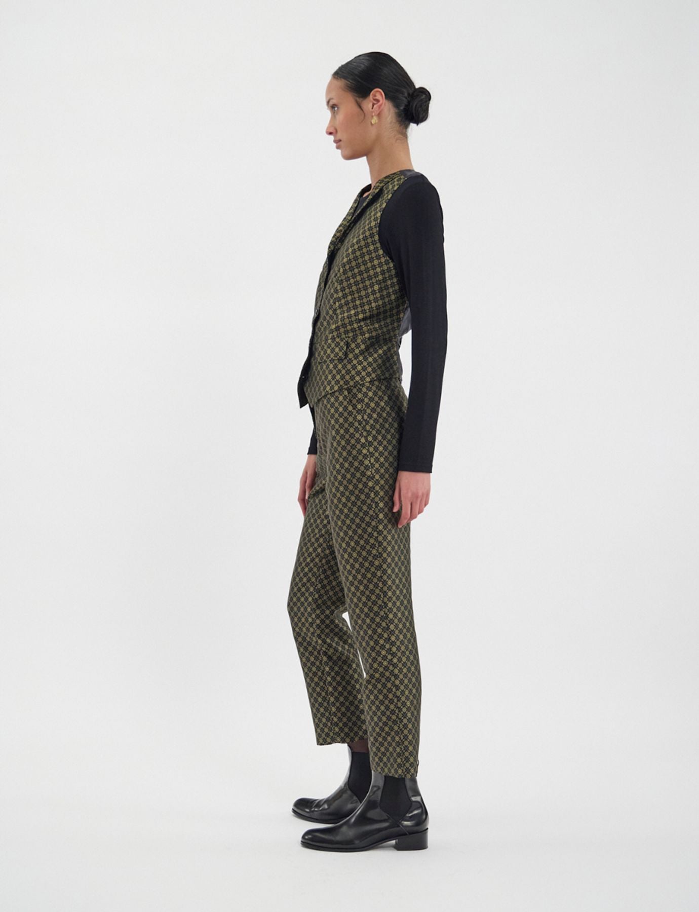 Chaleco Robinson in tessuto jacquard nero e oro