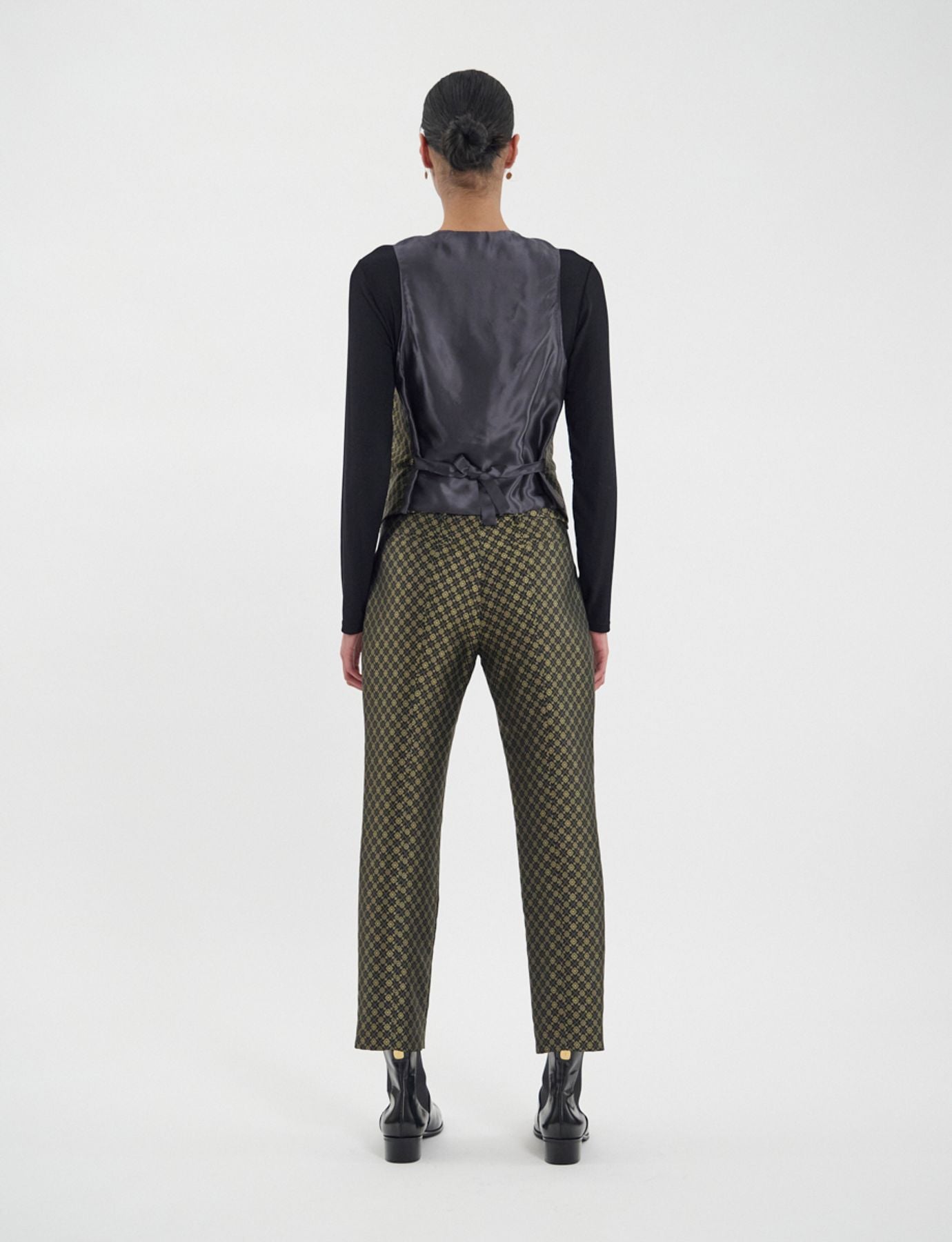 Chaleco Robinson in tessuto jacquard nero e oro