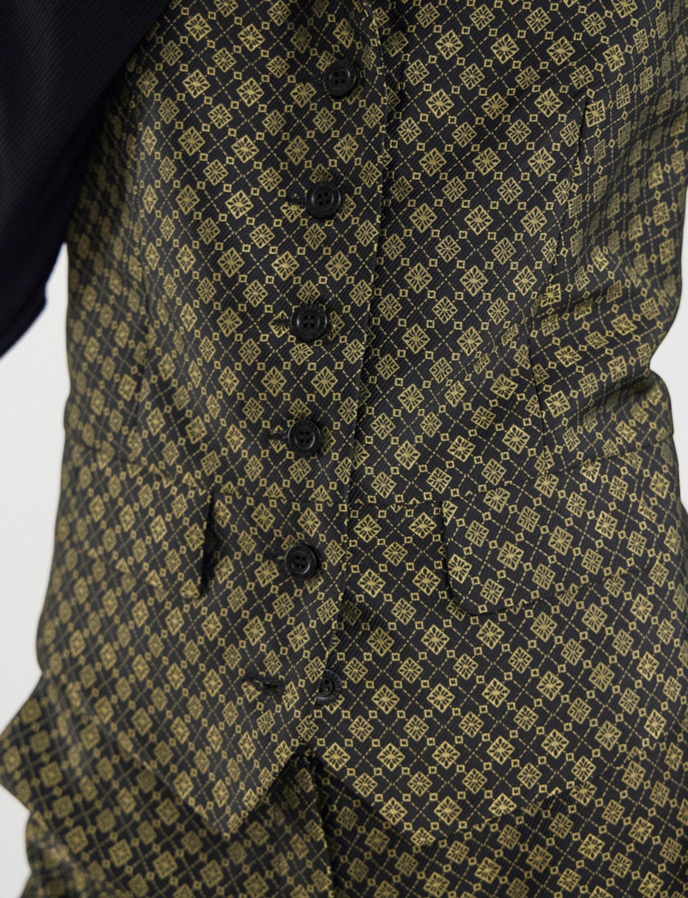 Chaleco Robinson in tessuto jacquard nero e oro