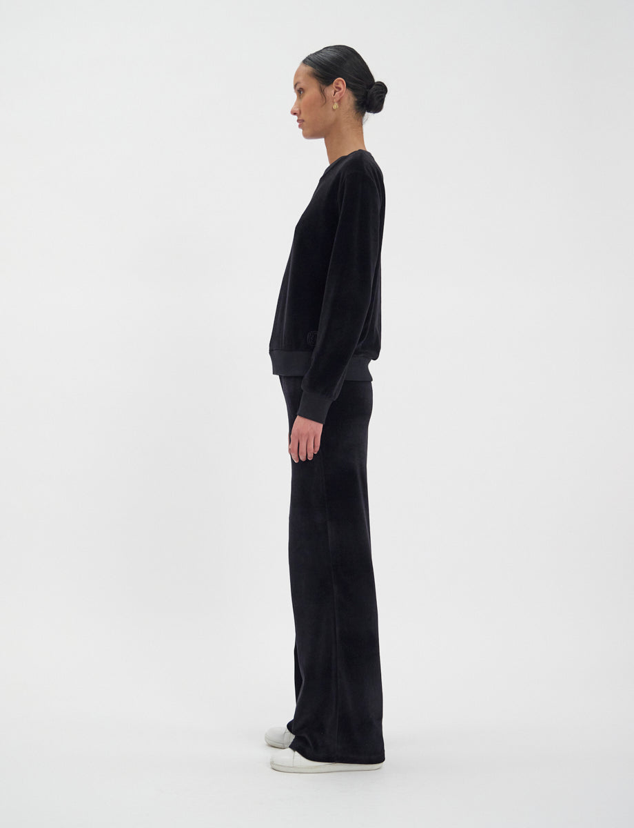 Felpa Mathilde in velluto nero liscio