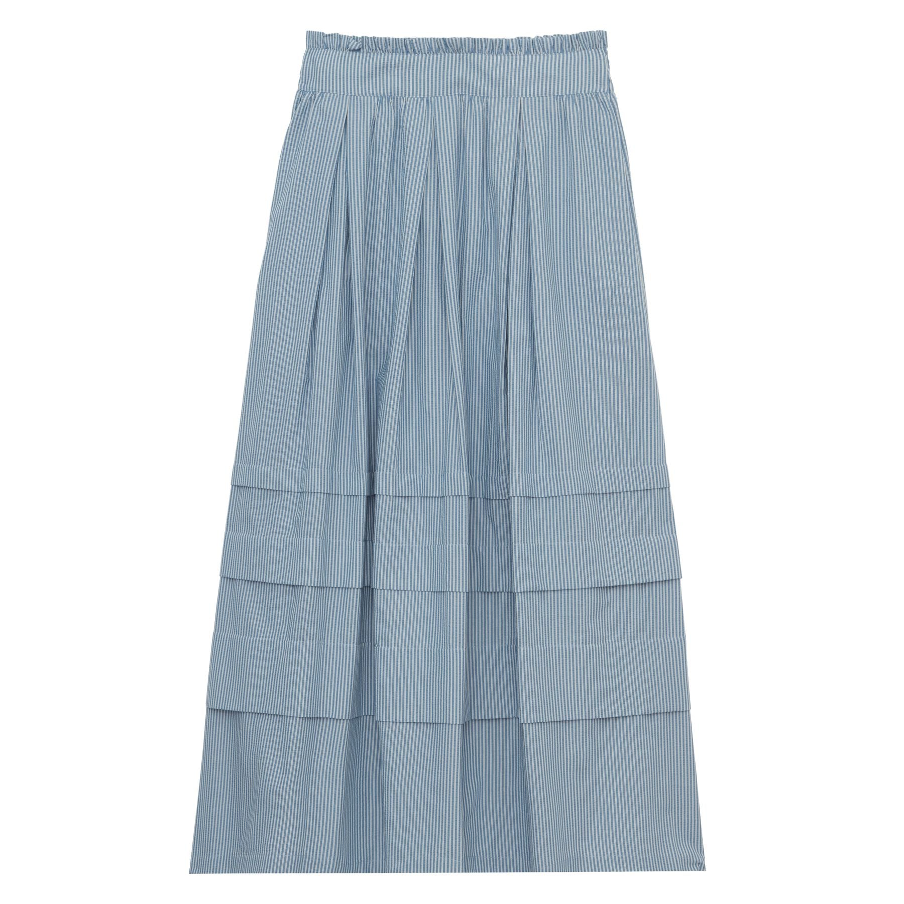 Falda larga Héloïse de algodón azul