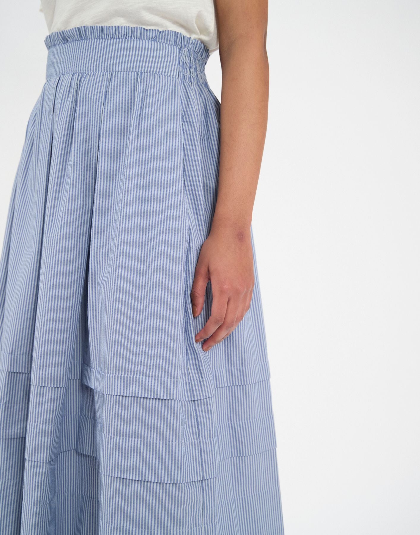 Falda larga Héloïse de algodón azul