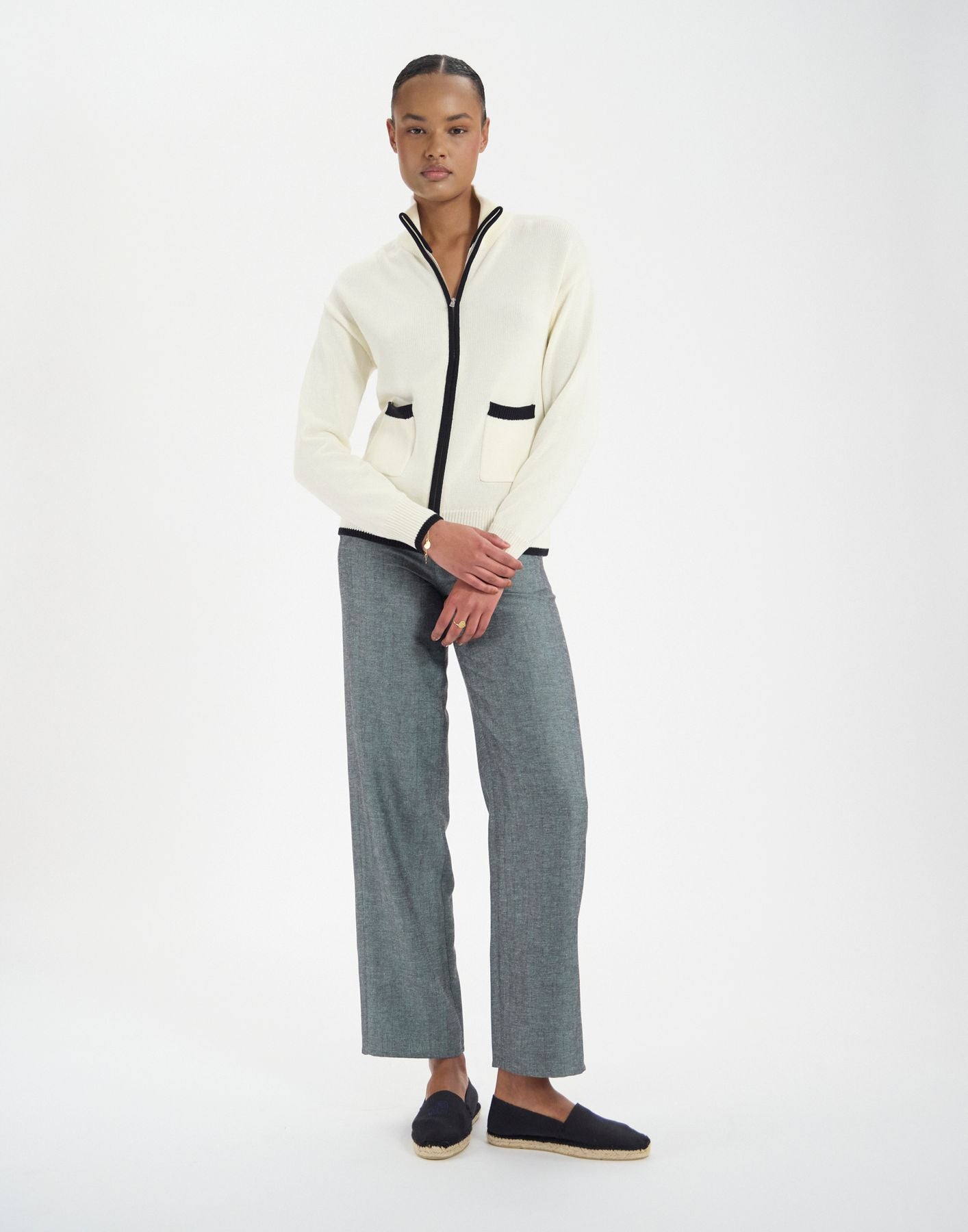 Cardigan Atticus in cotone ecru