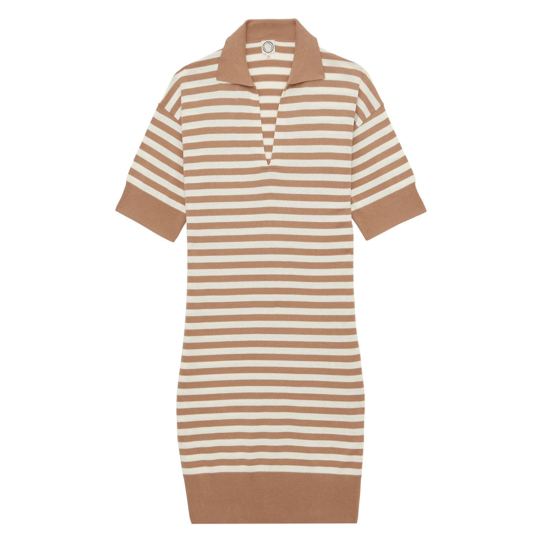Vestido a rayas de algodón beige Océane
