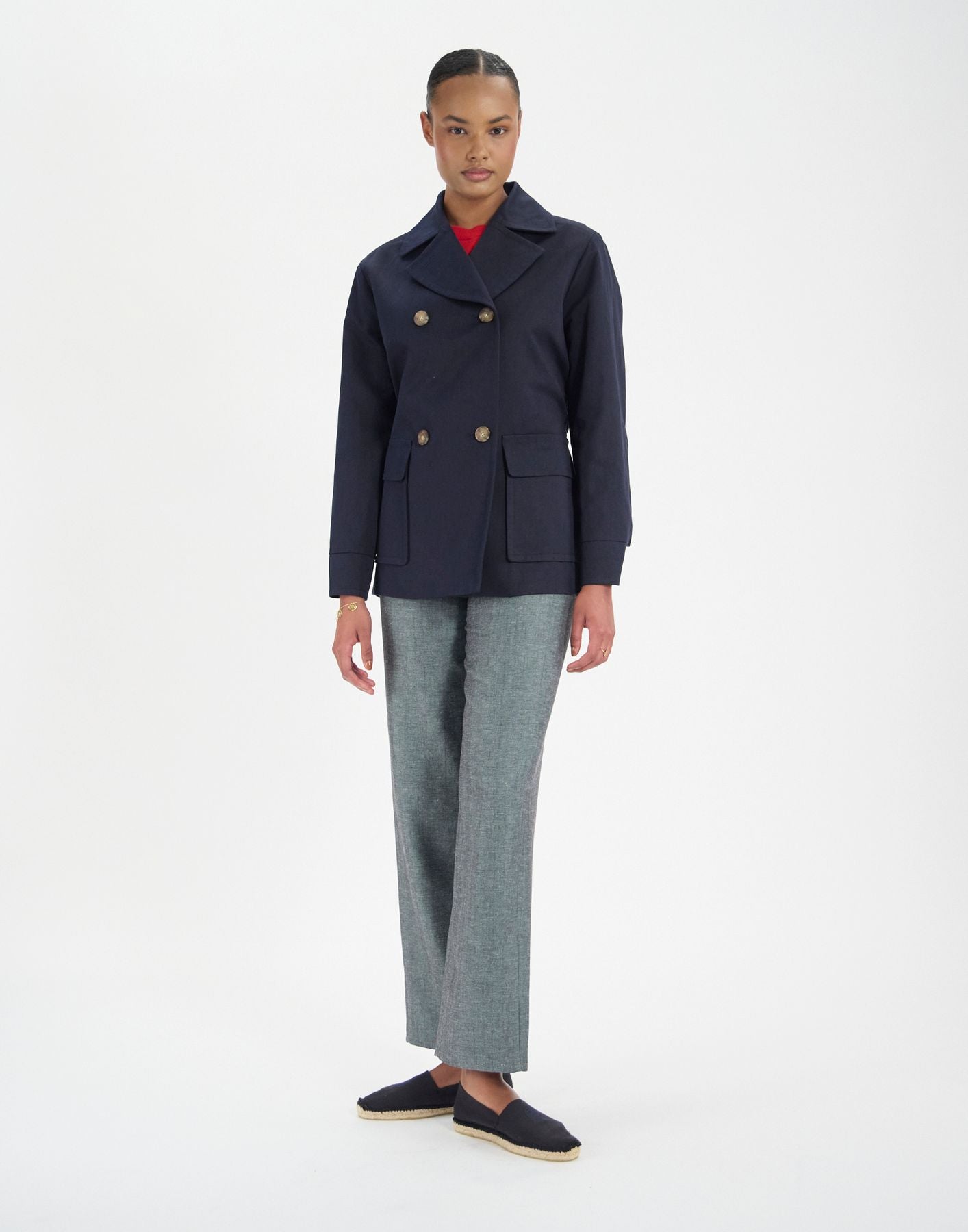 Cappotto Romaric in lino e cotone blu scuro