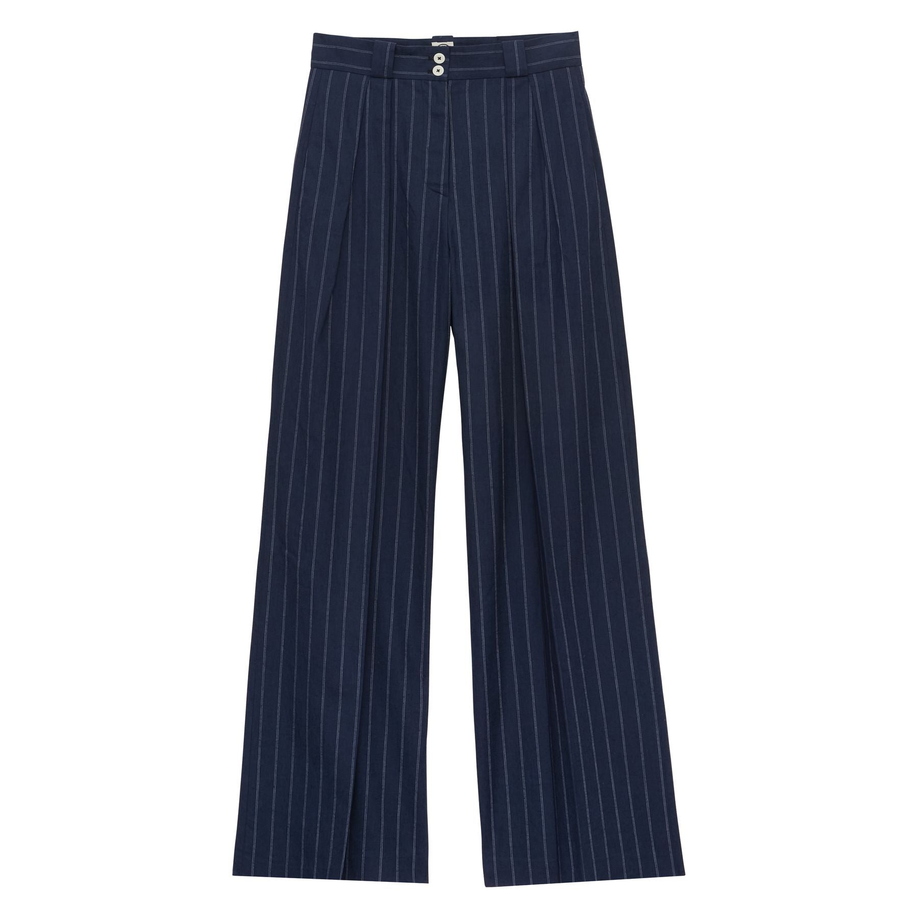 Pantalon Marlène en lin mélangé marine