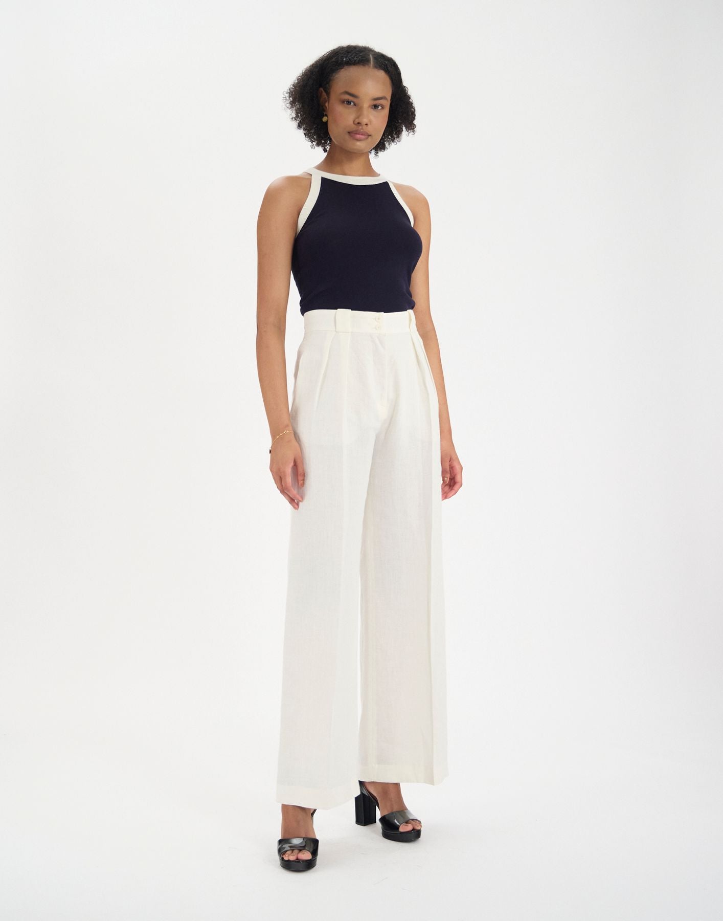 Pantalon Marlène en lin blanc