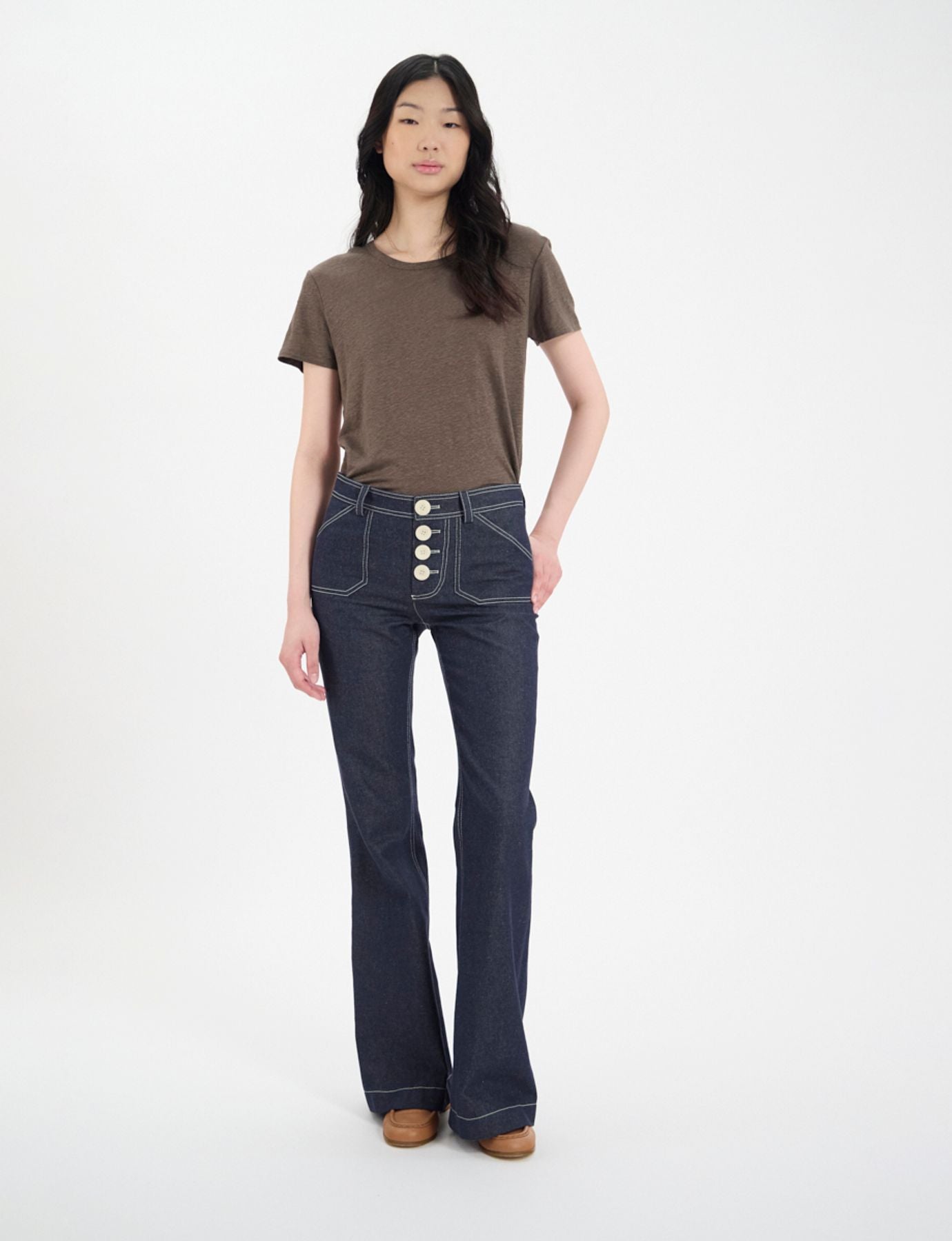 Pantalone Charlotte di algodón blu marino