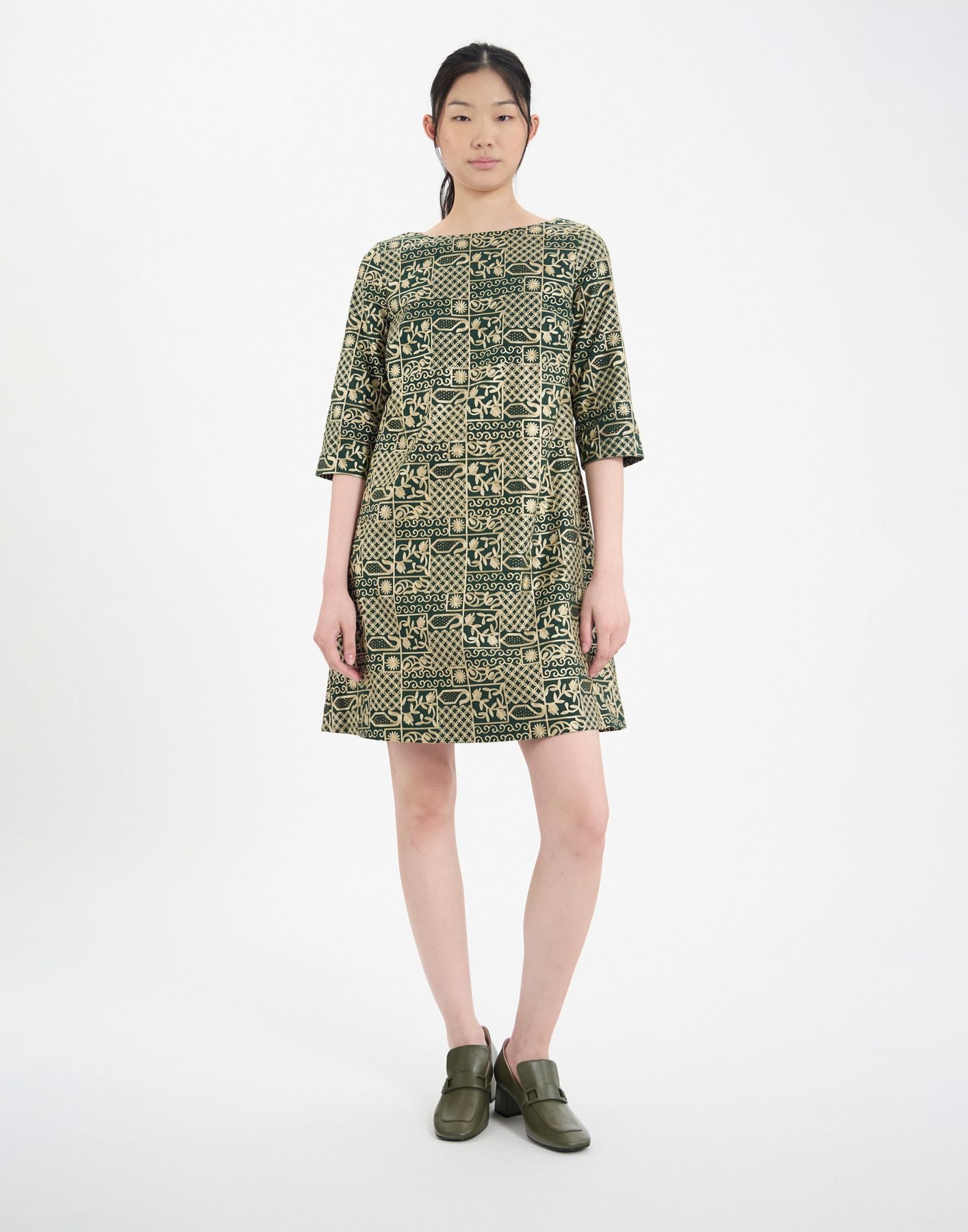 Vestido Megan de algodón bordado verde