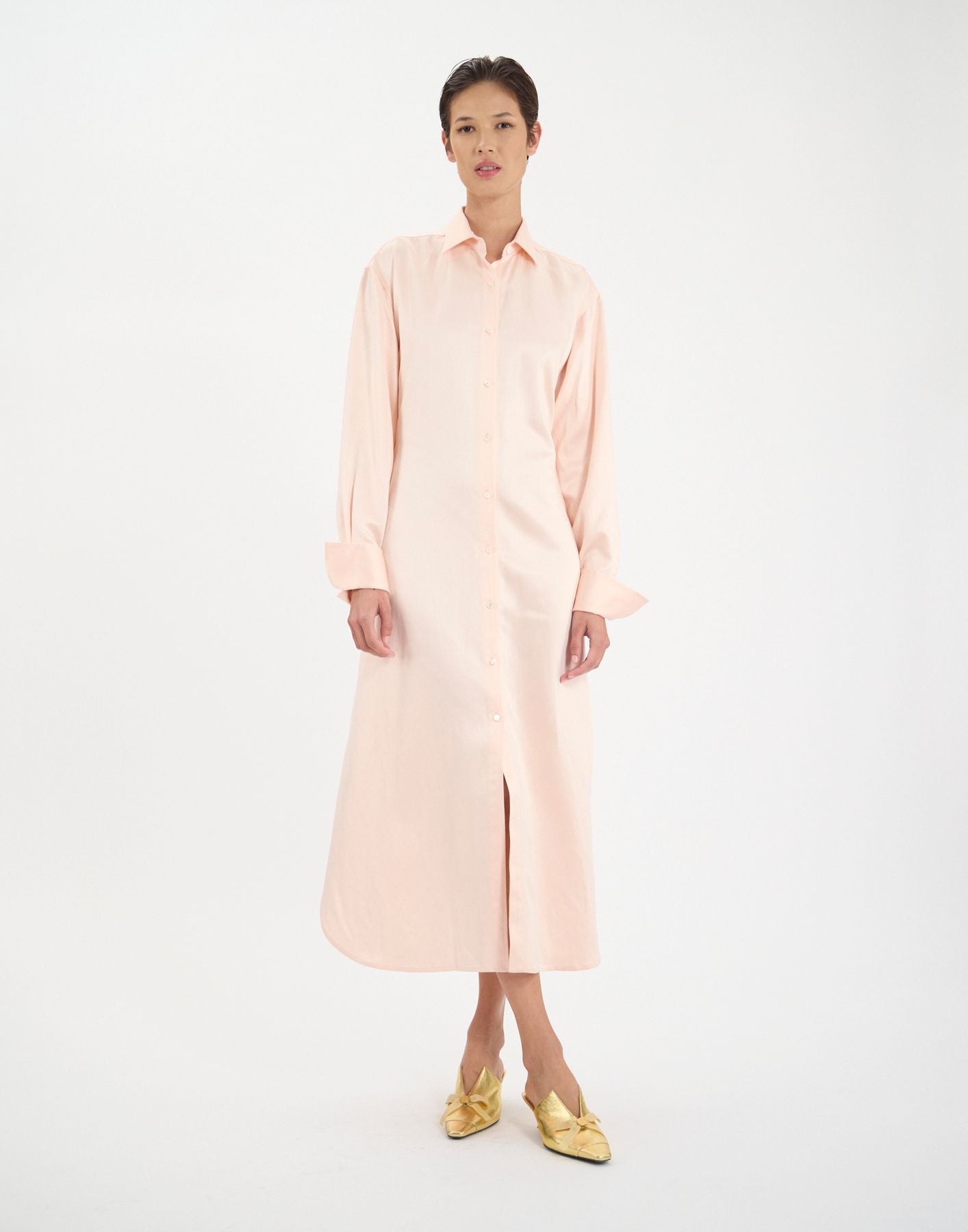 Douglas-Kleid aus Leinen und Viskose in blassem Rosa