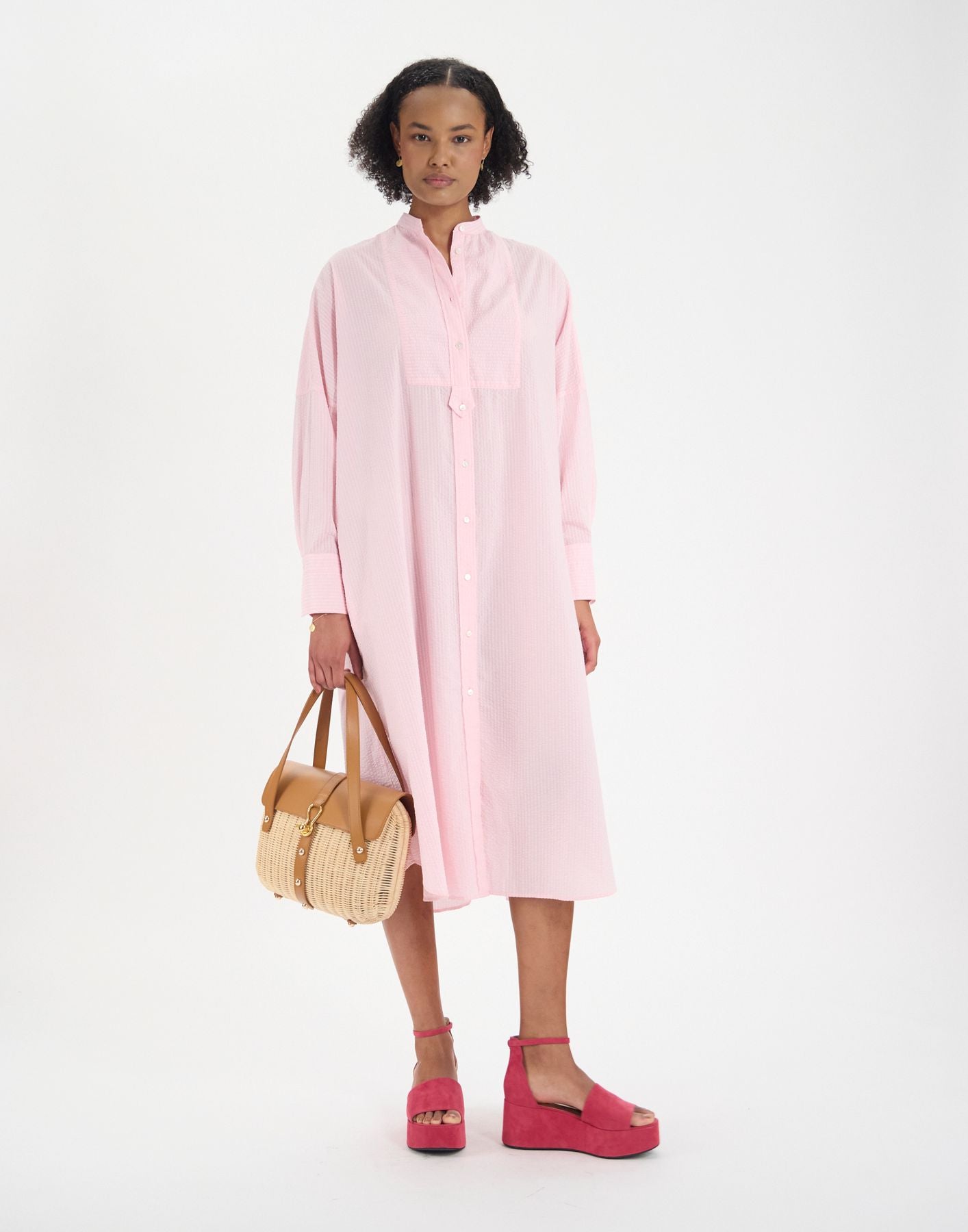 Vestido de algodón rosa para niño