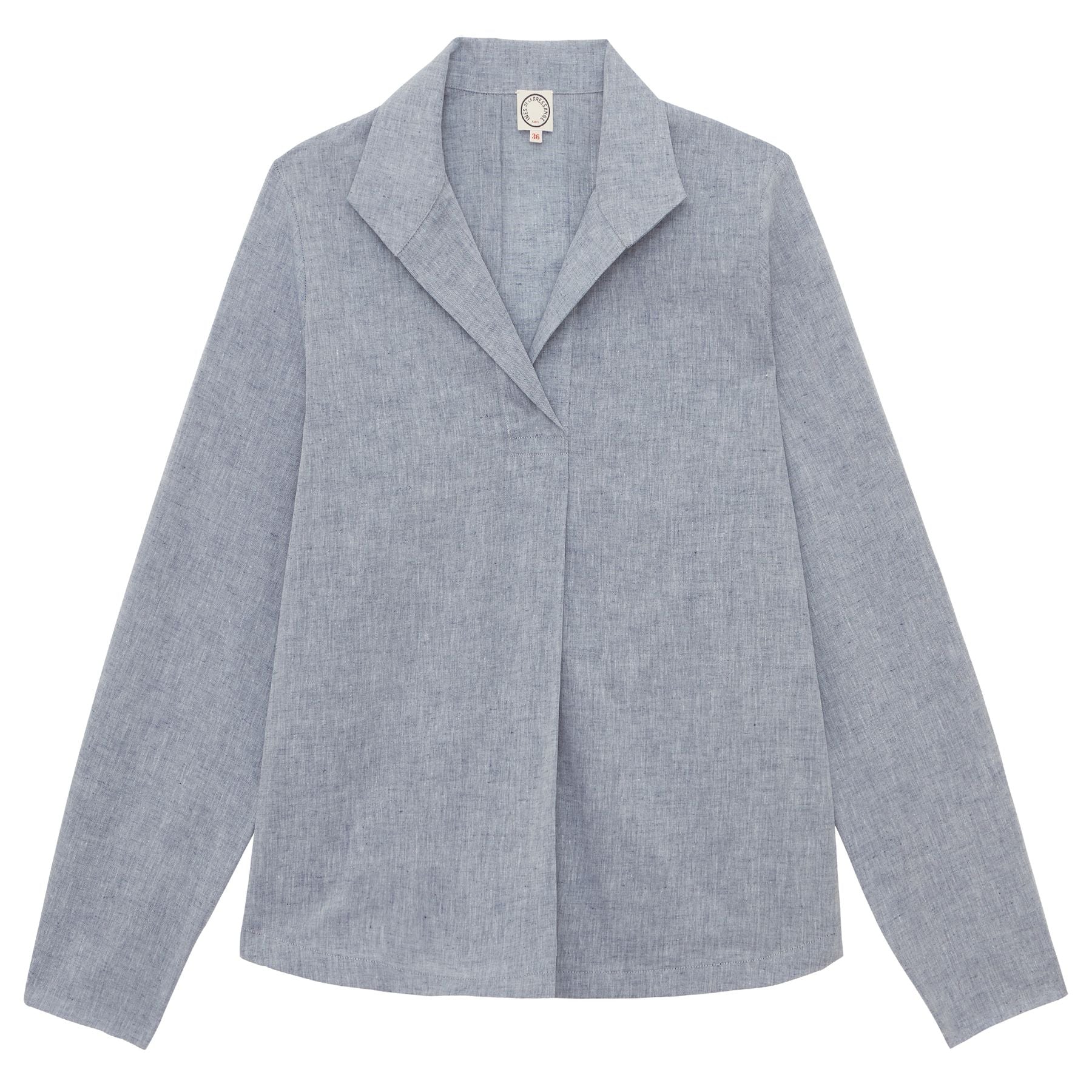 Top Noa en mezcla de lino azul vaquero