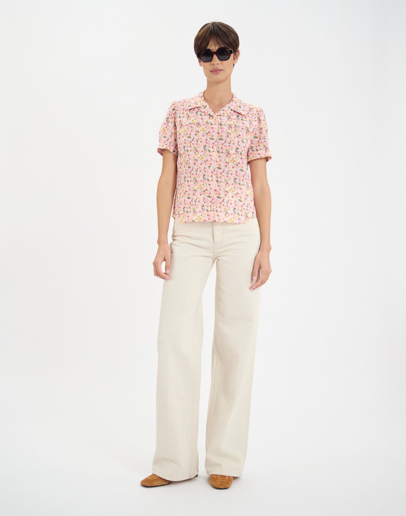 Camisa de algodón floral Constance
