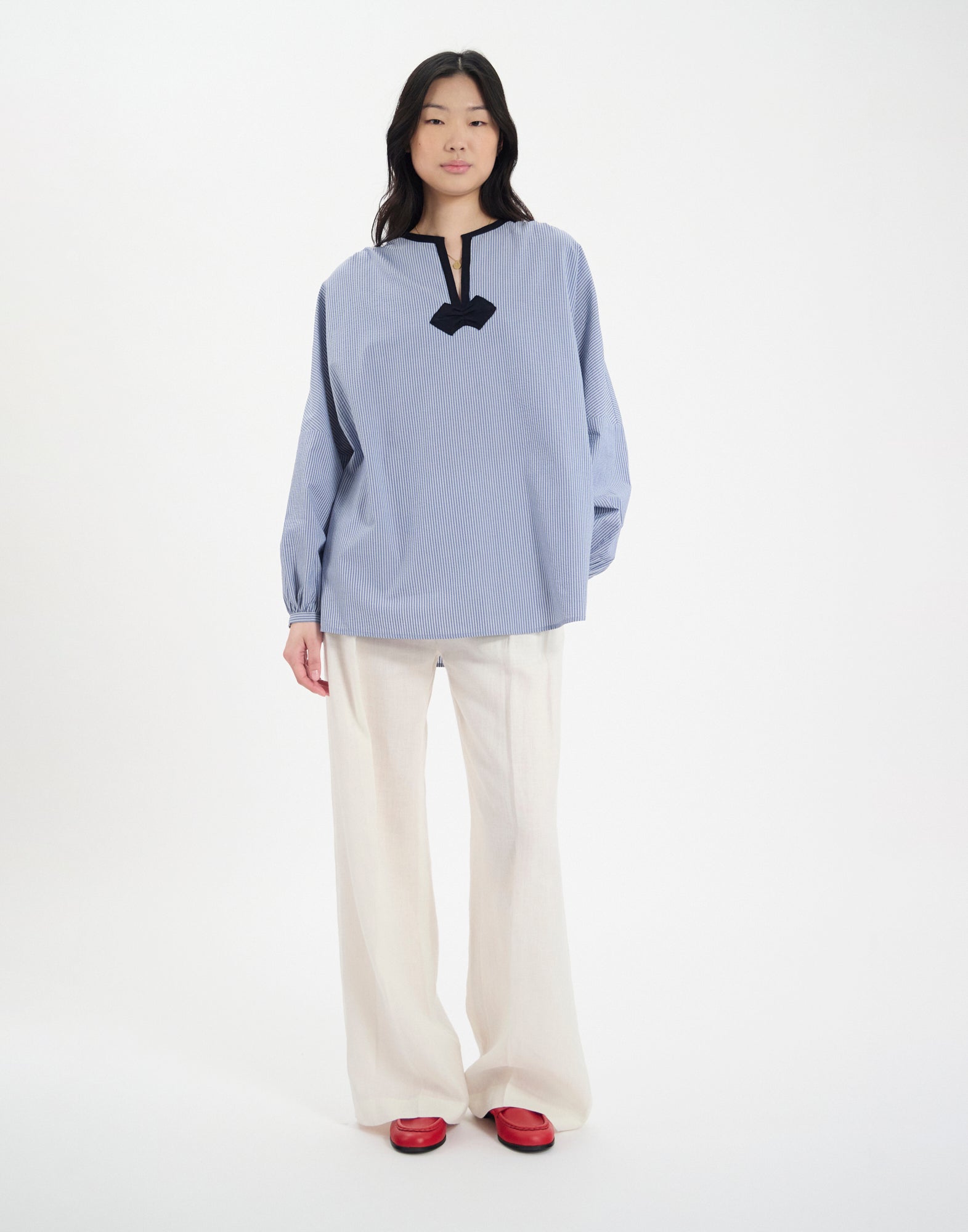 Ida top in blue cotton