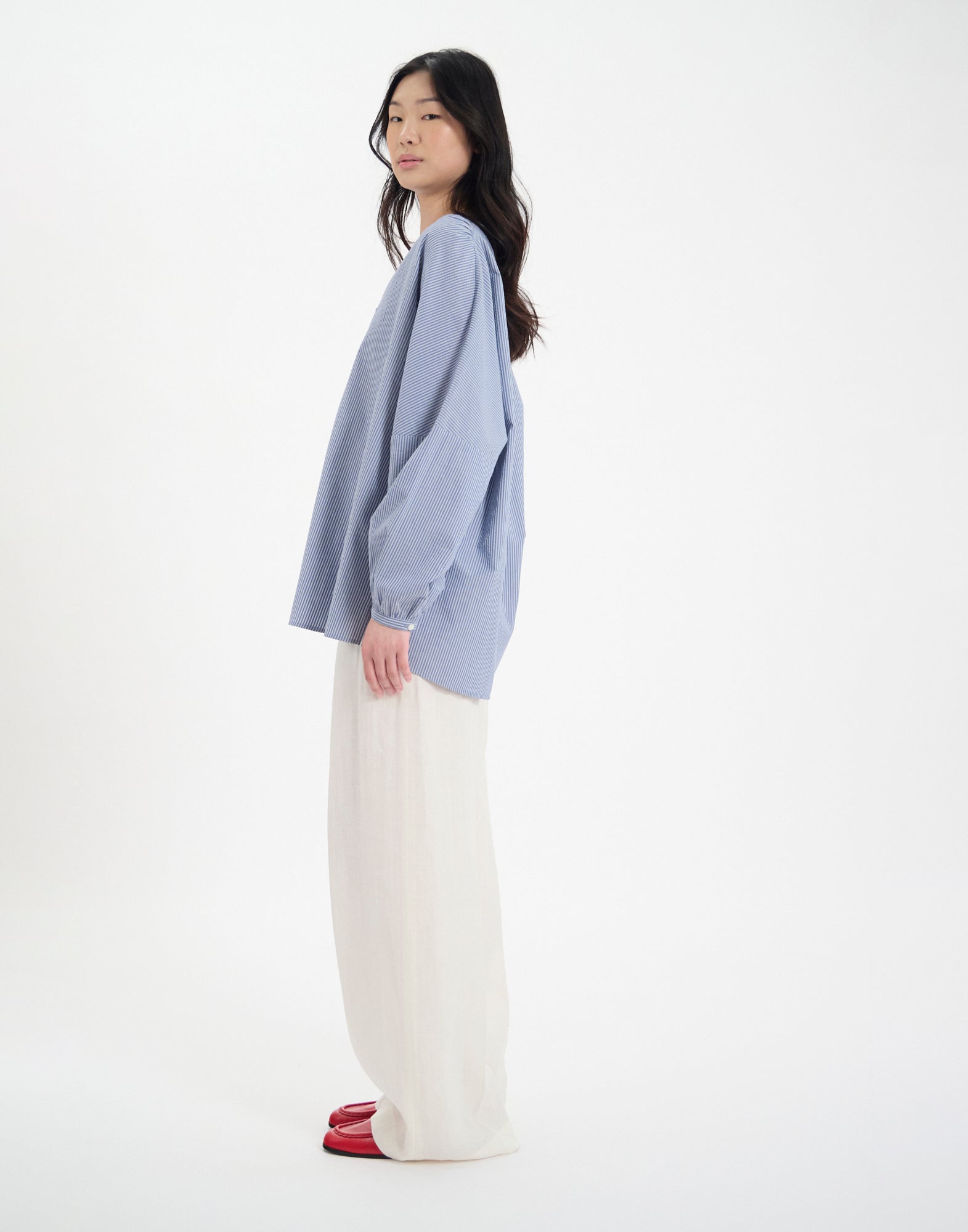 Ida top in blue cotton