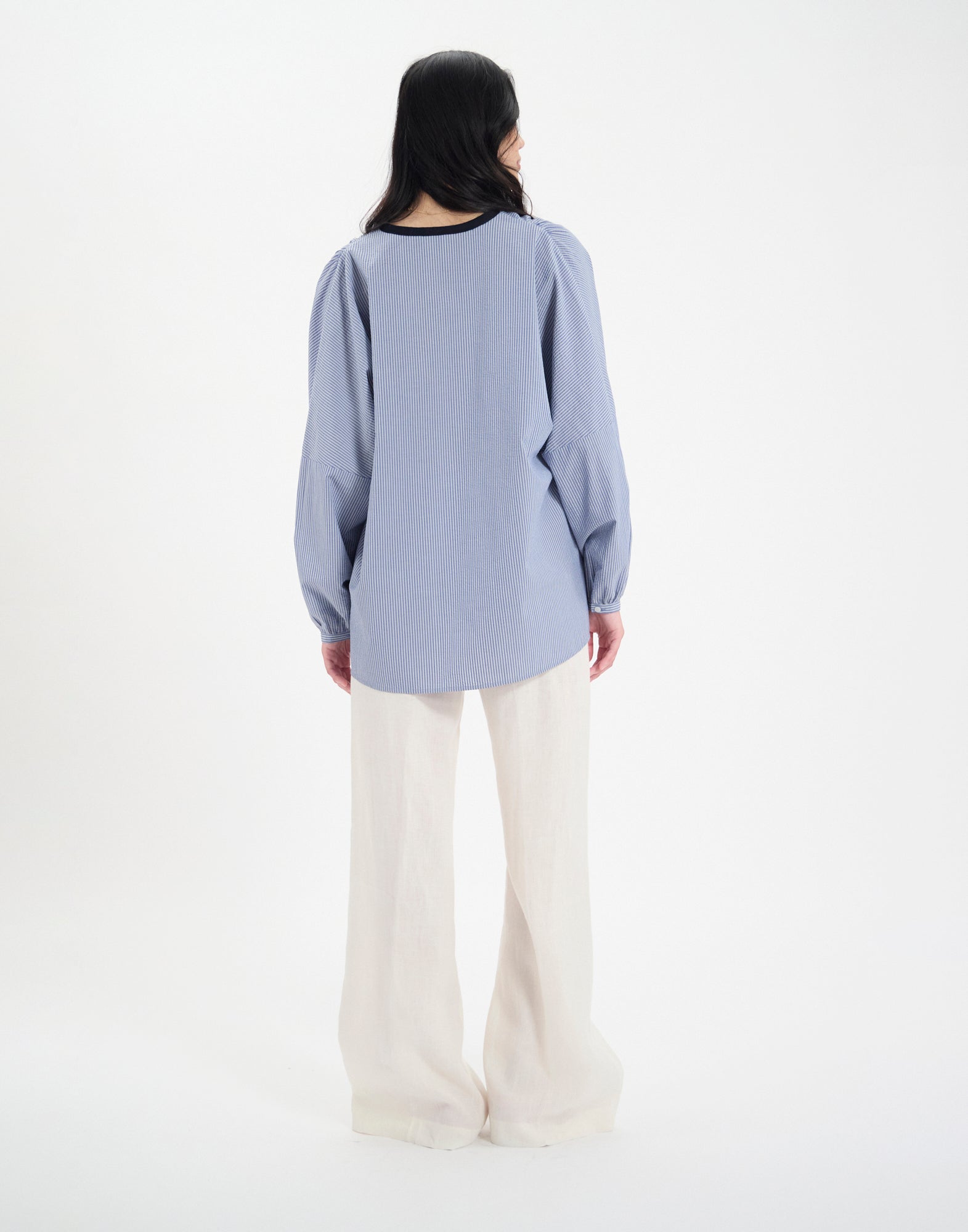 Ida top in blue cotton