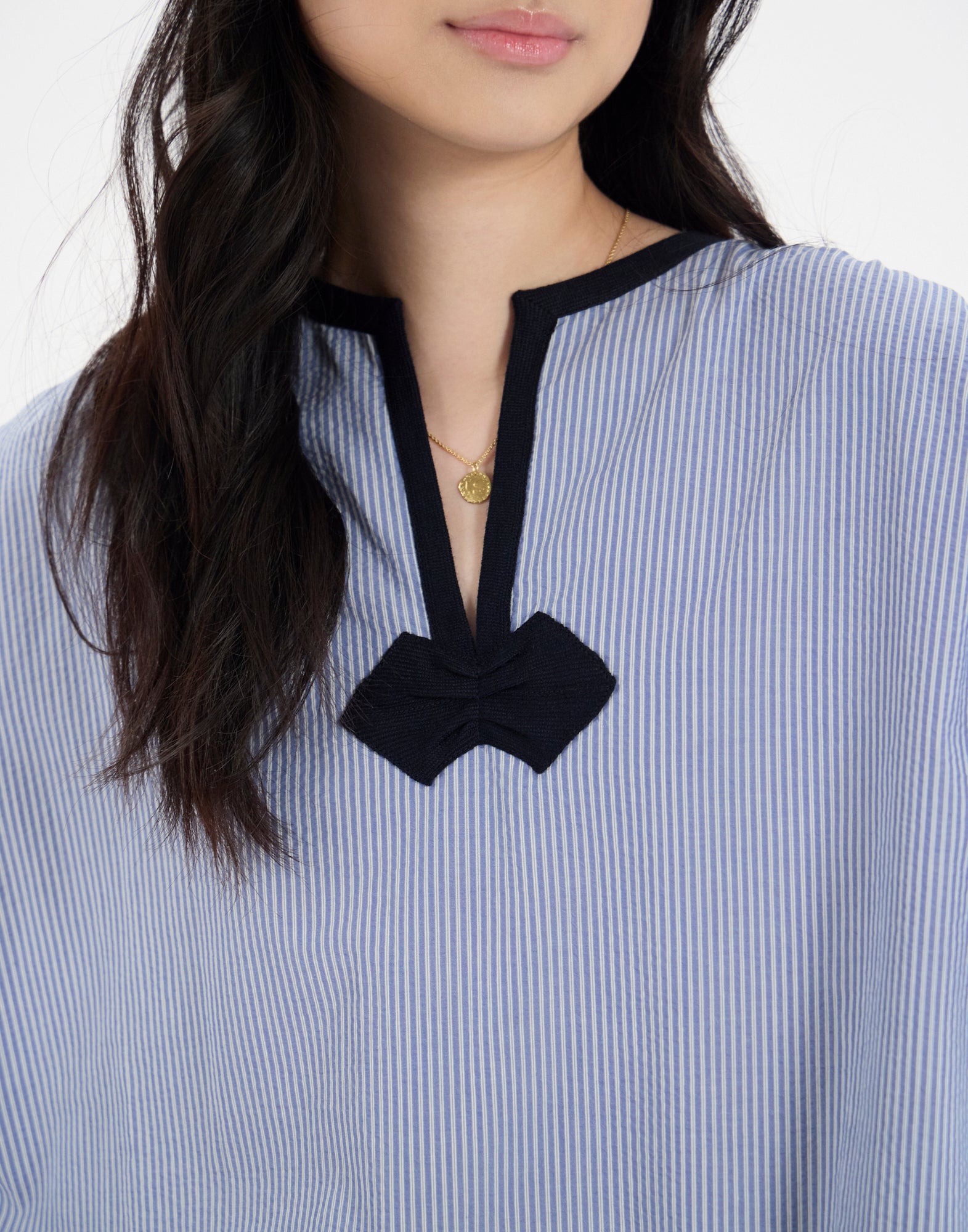 Ida top in blue cotton