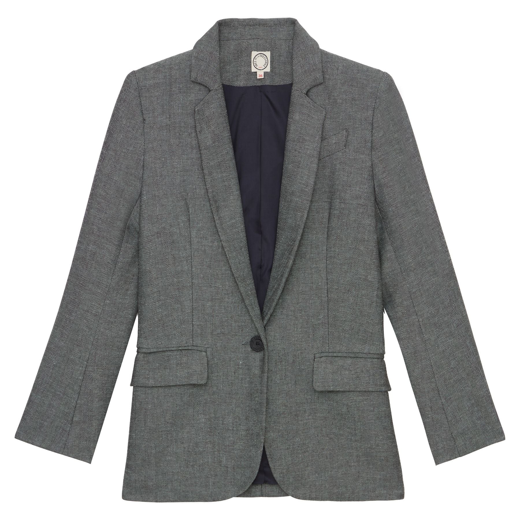Graue Bruna-Jacke mit Fischgrätenmuster