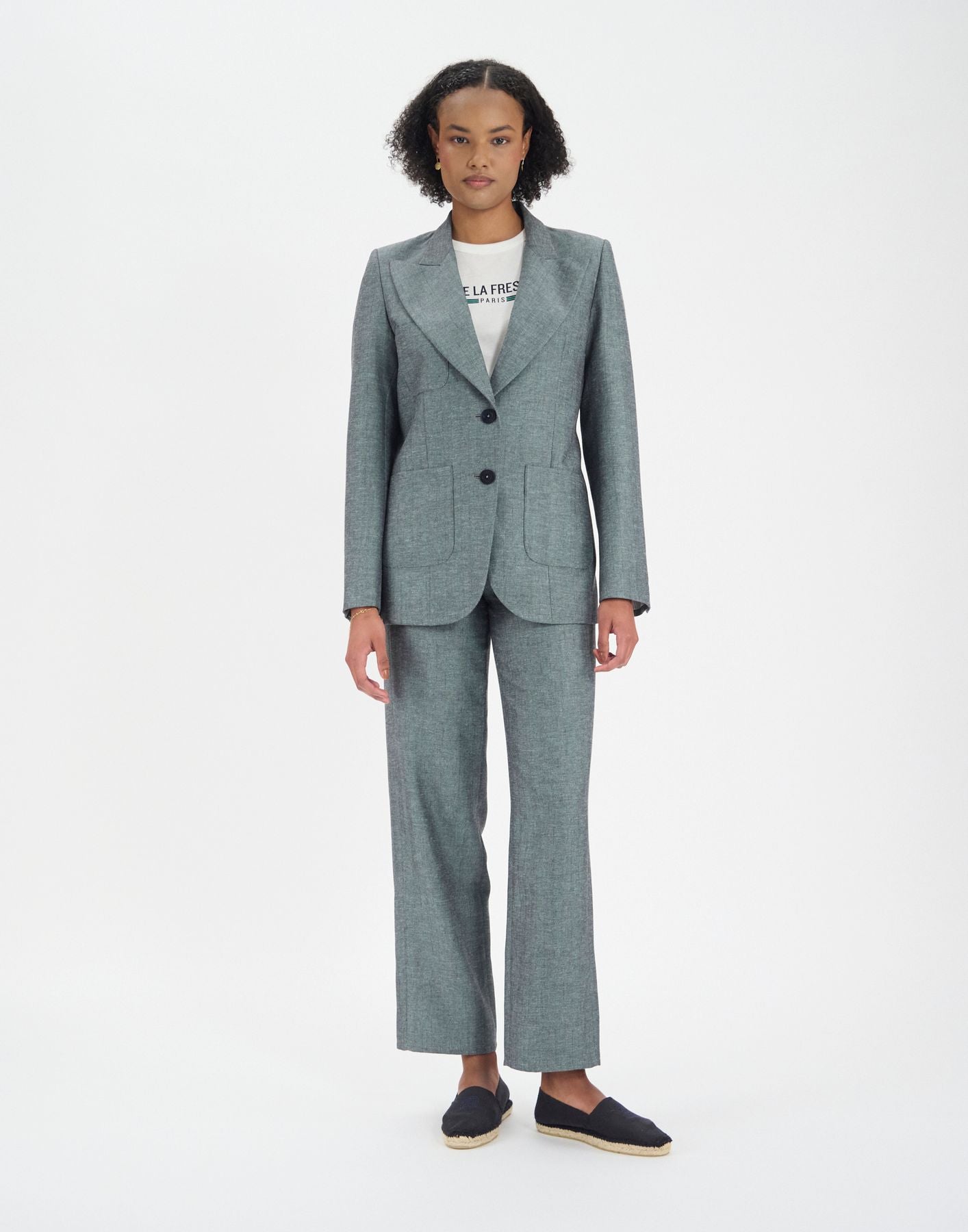 Thadee-Jacke aus grauem Halbleinen