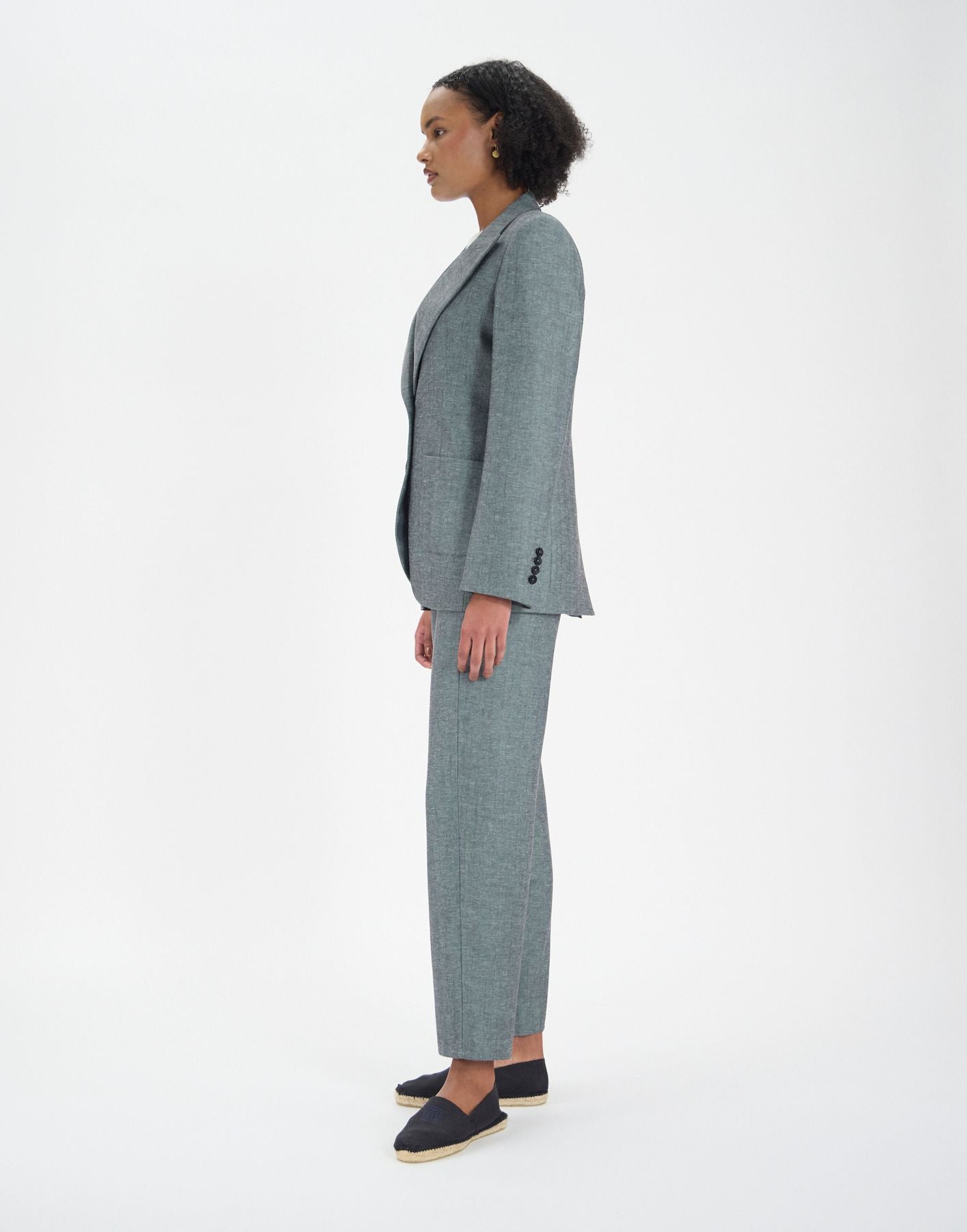 Thadee-Jacke aus grauem Halbleinen