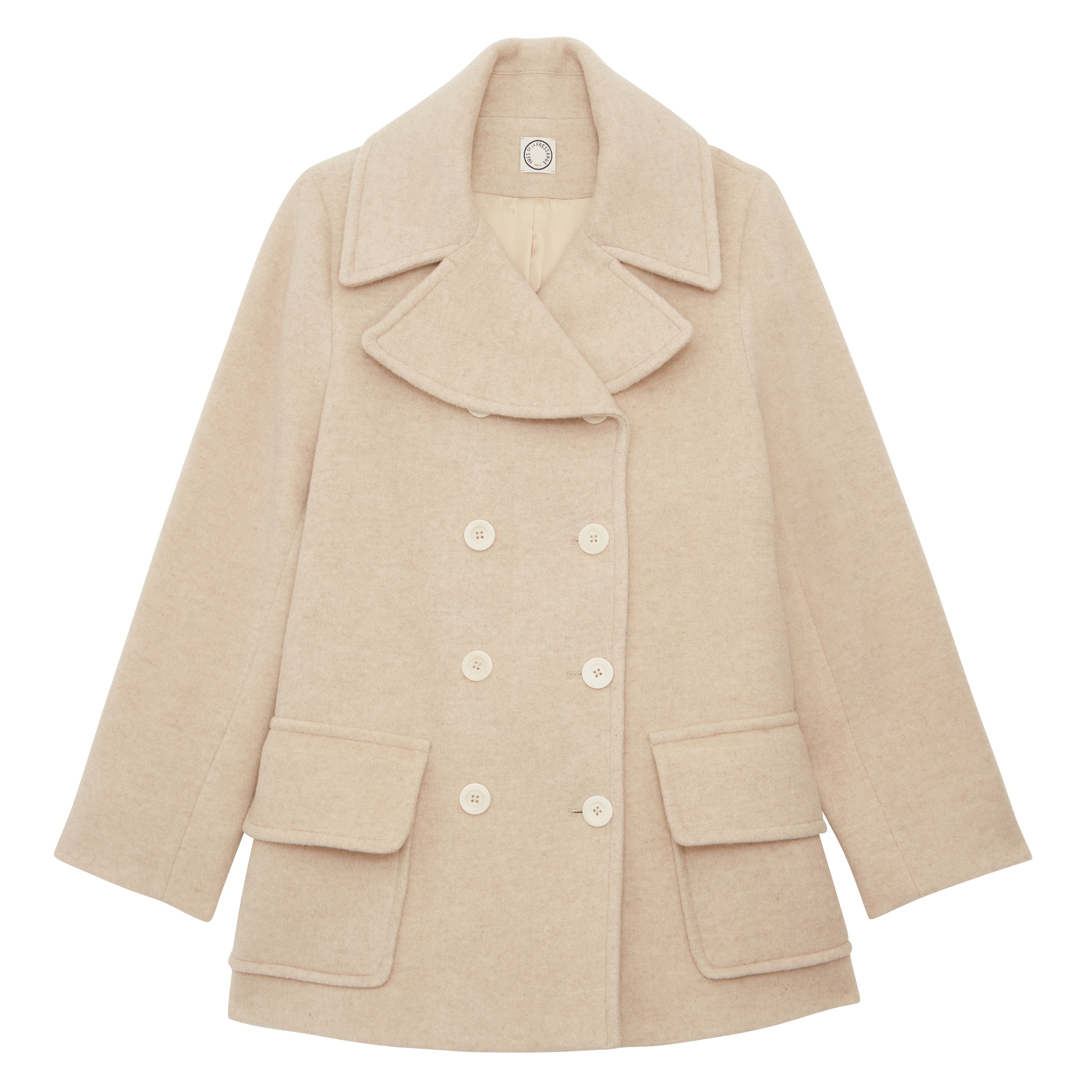 Caban Séraphine lainage crème à chevrons