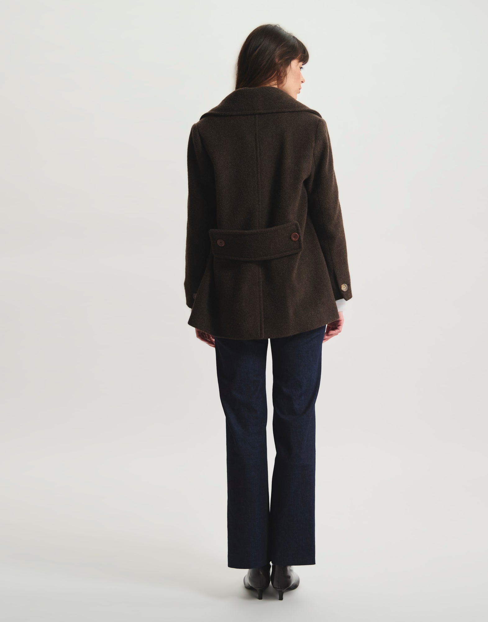 Séraphine brown wool herringbone pea coat