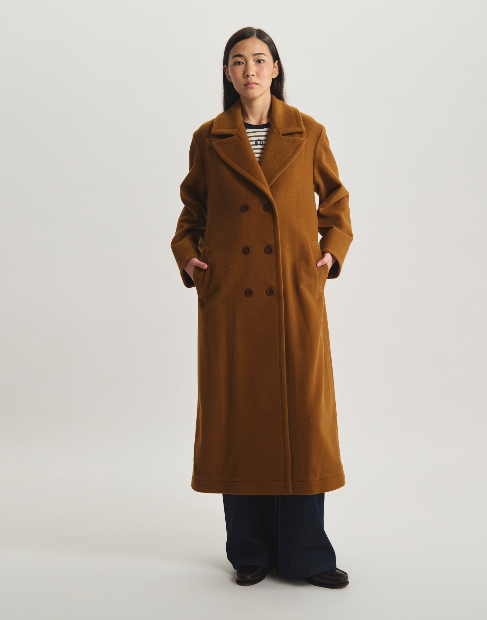 Denise coat in herringbone wool-blend