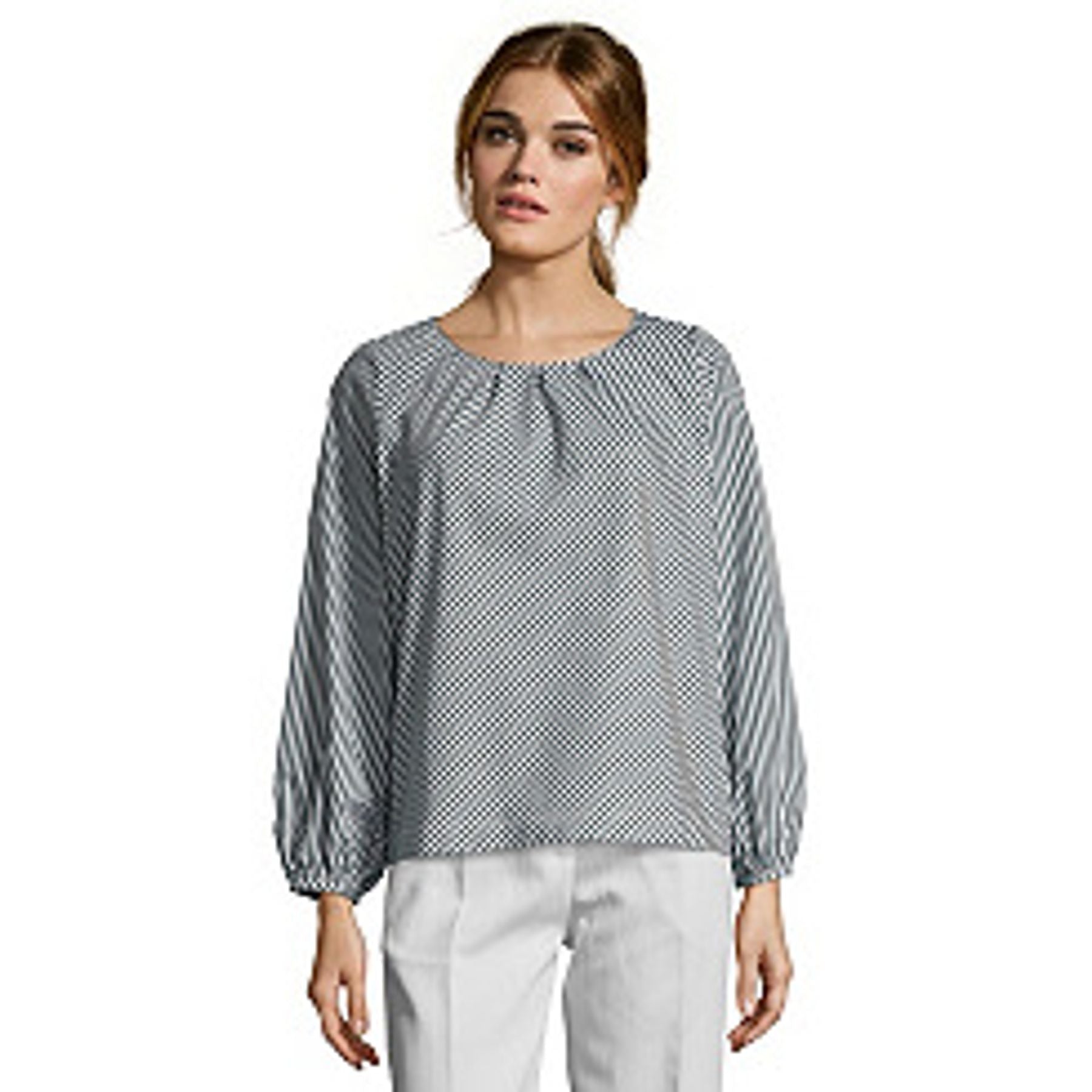 Blusa de algodón a rayas caqui Aria