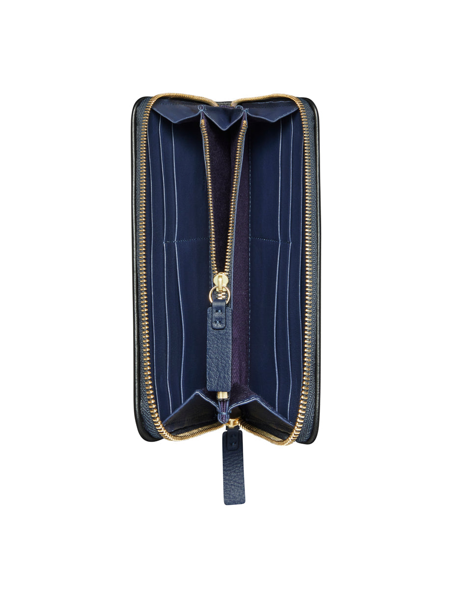 Portafoglio Marcia blu con bordo nero