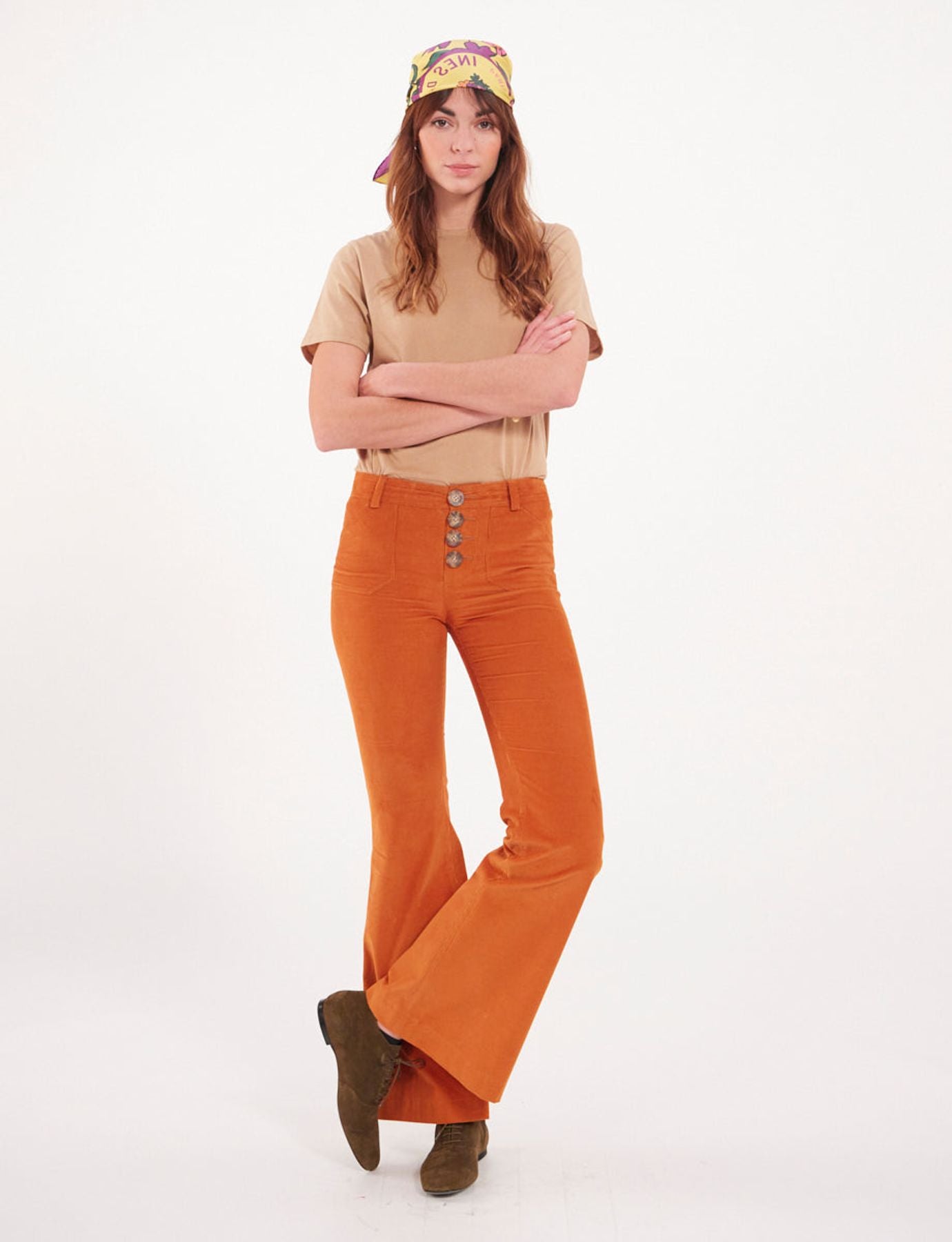 Pantaloni di velluto a coste arancioni Charlotte