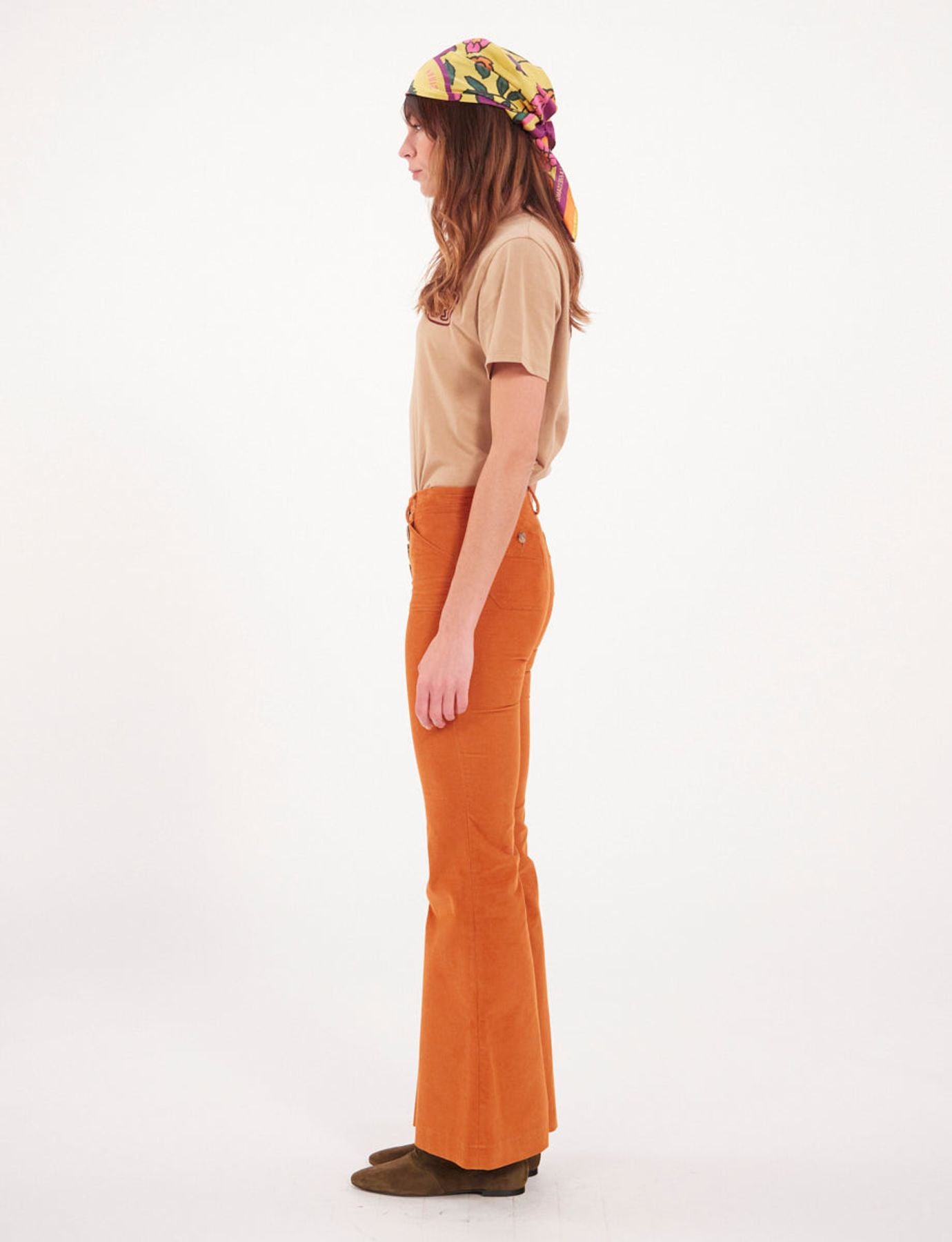 Pantaloni di velluto a coste arancioni Charlotte