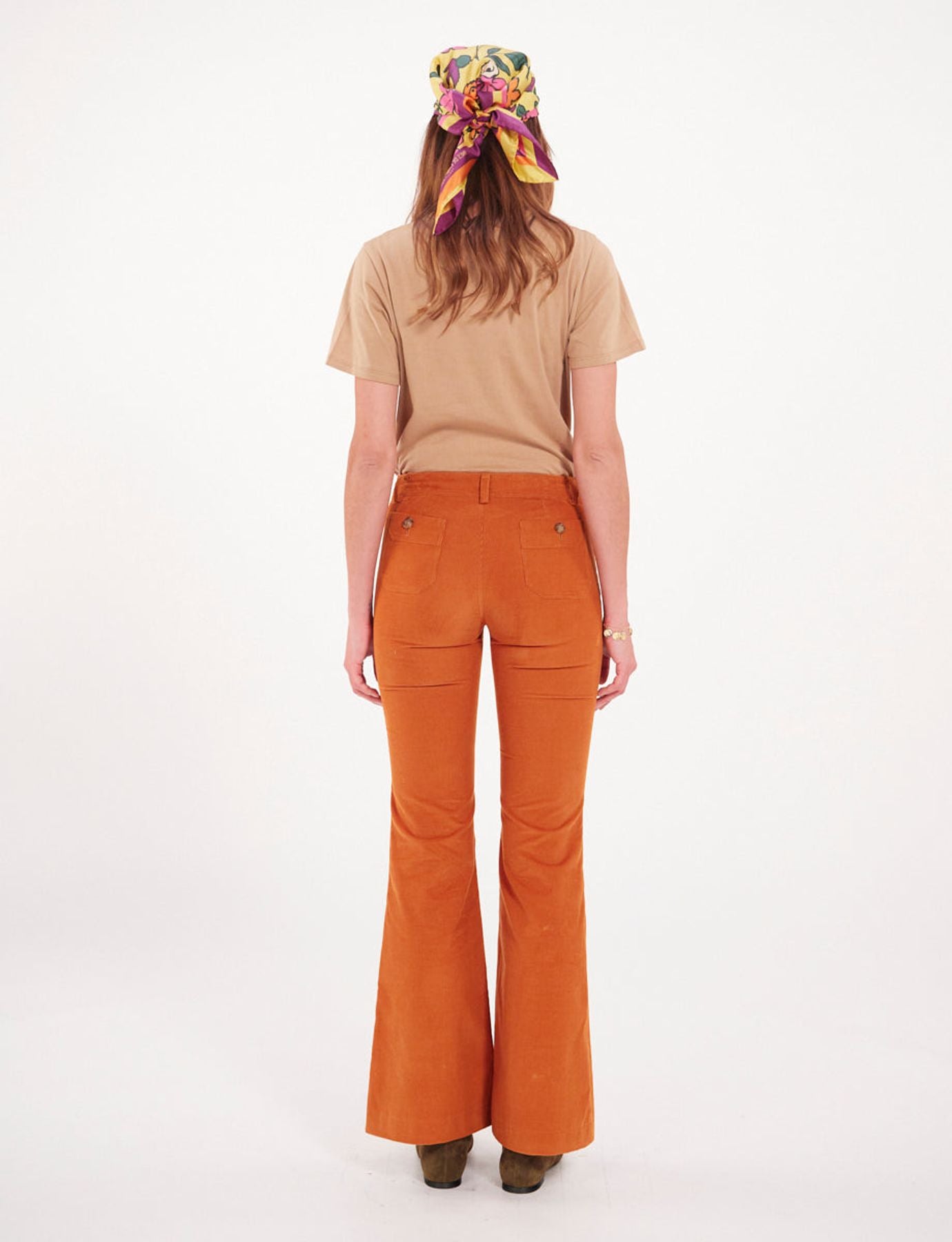 Pantaloni di velluto a coste arancioni Charlotte