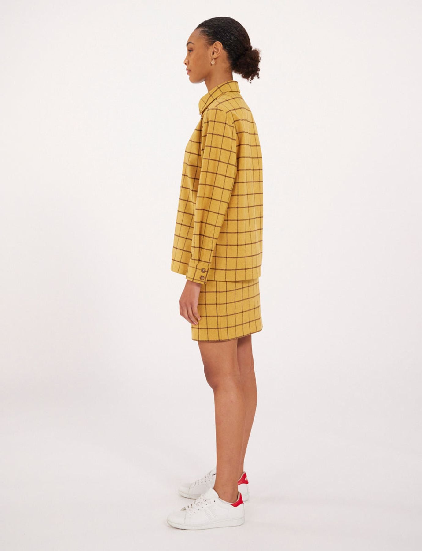 Camicia a quadri color ocra cassia