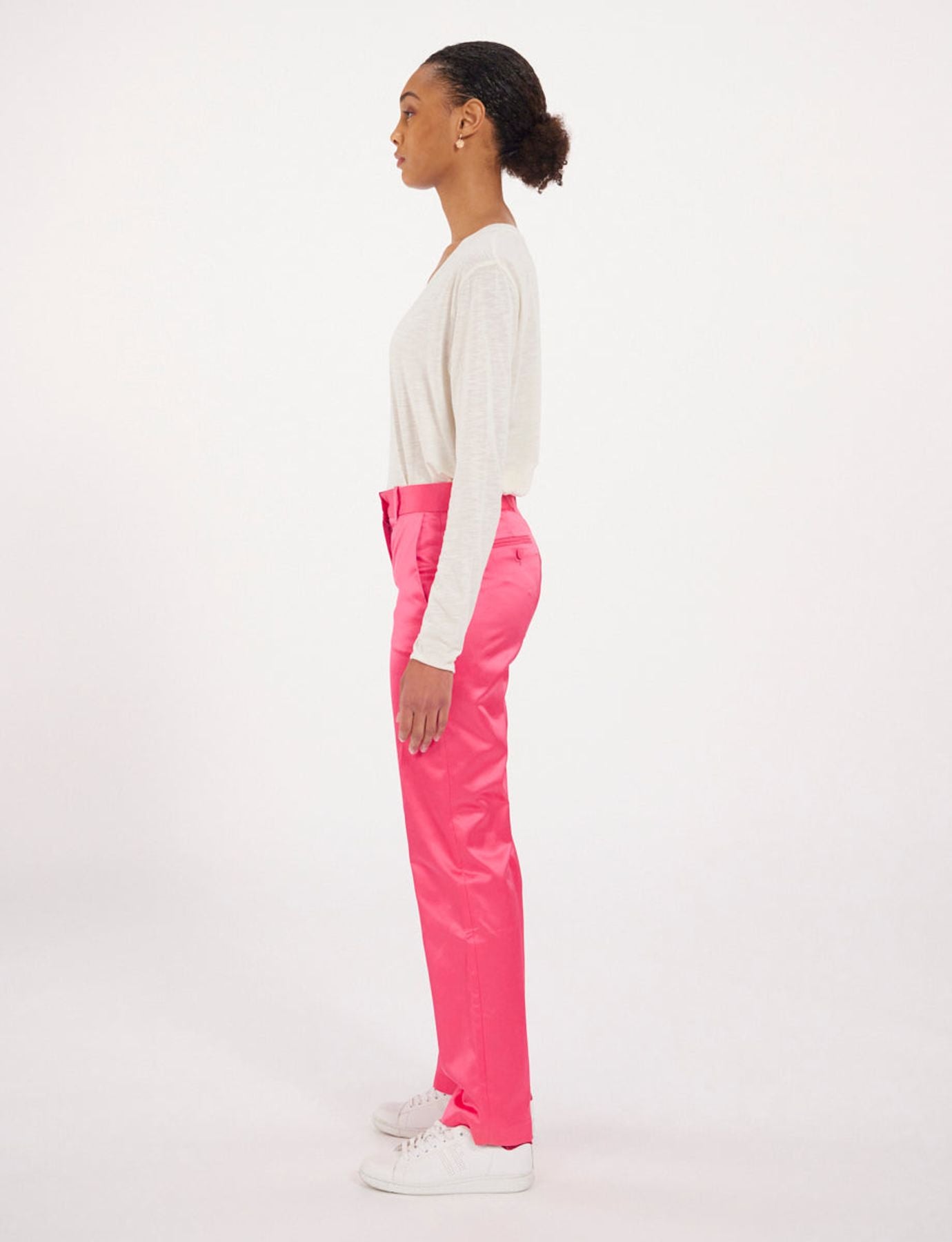 Pantaloni in raso rosa Francisco