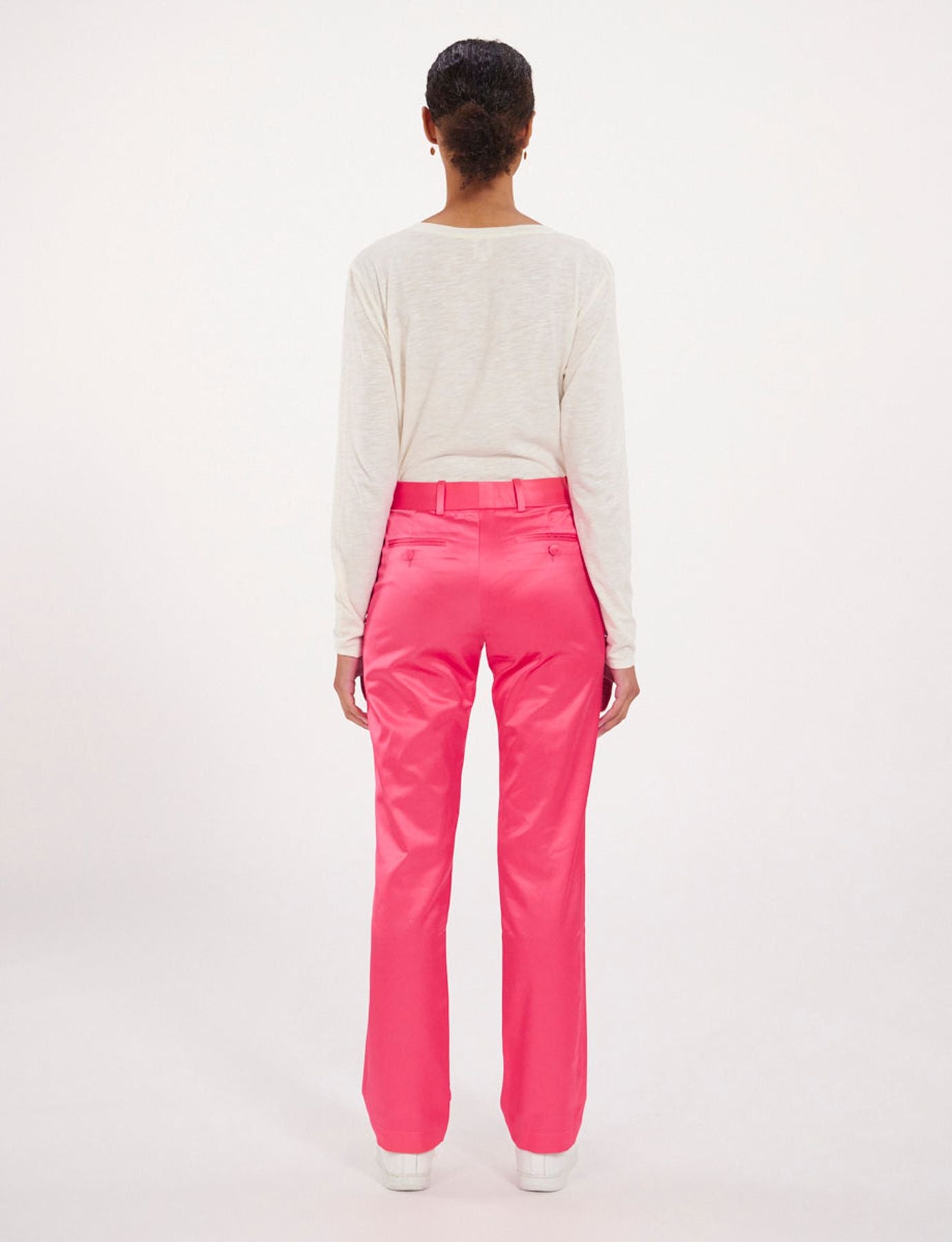 Pantaloni in raso rosa Francisco