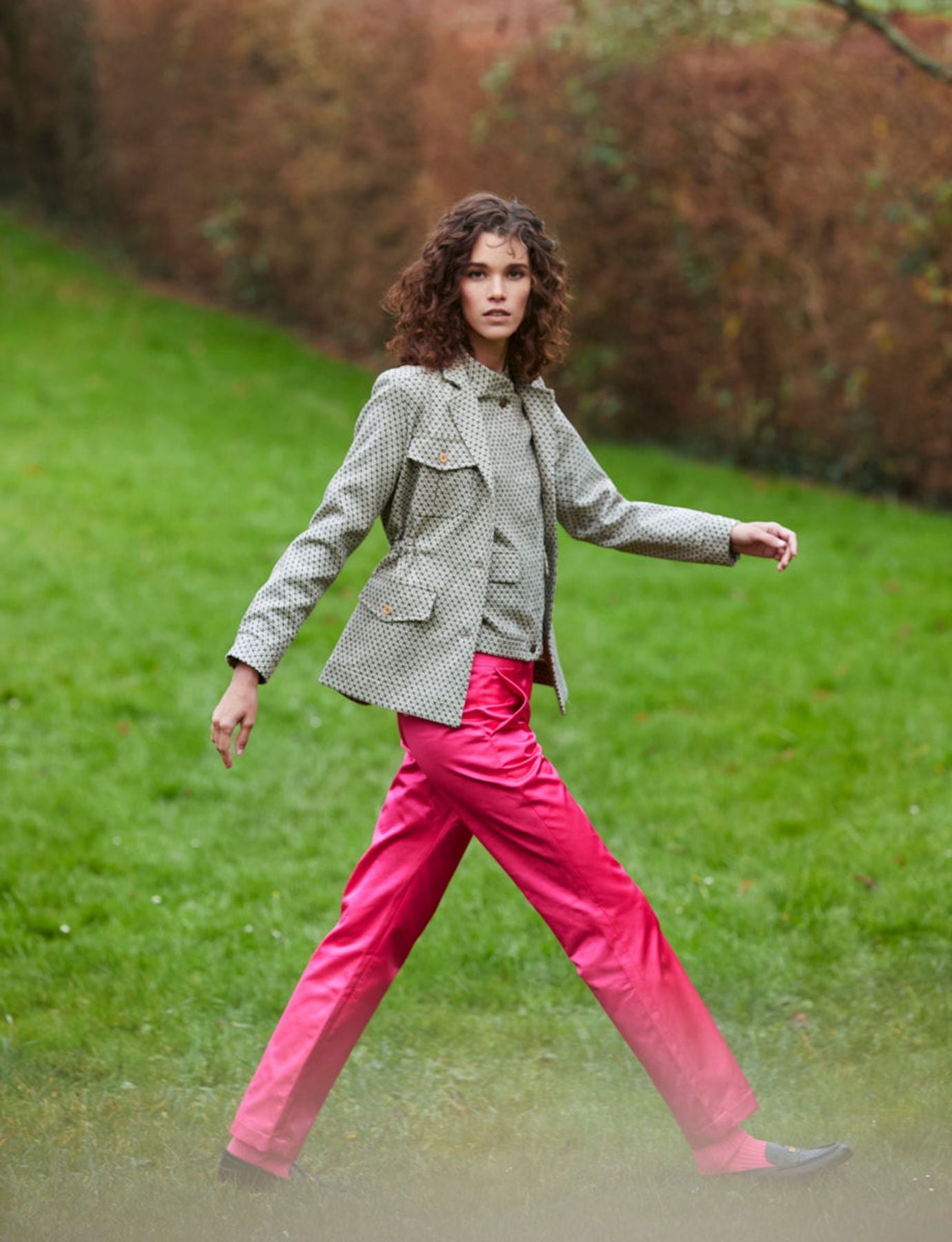 Pantaloni in raso rosa Francisco