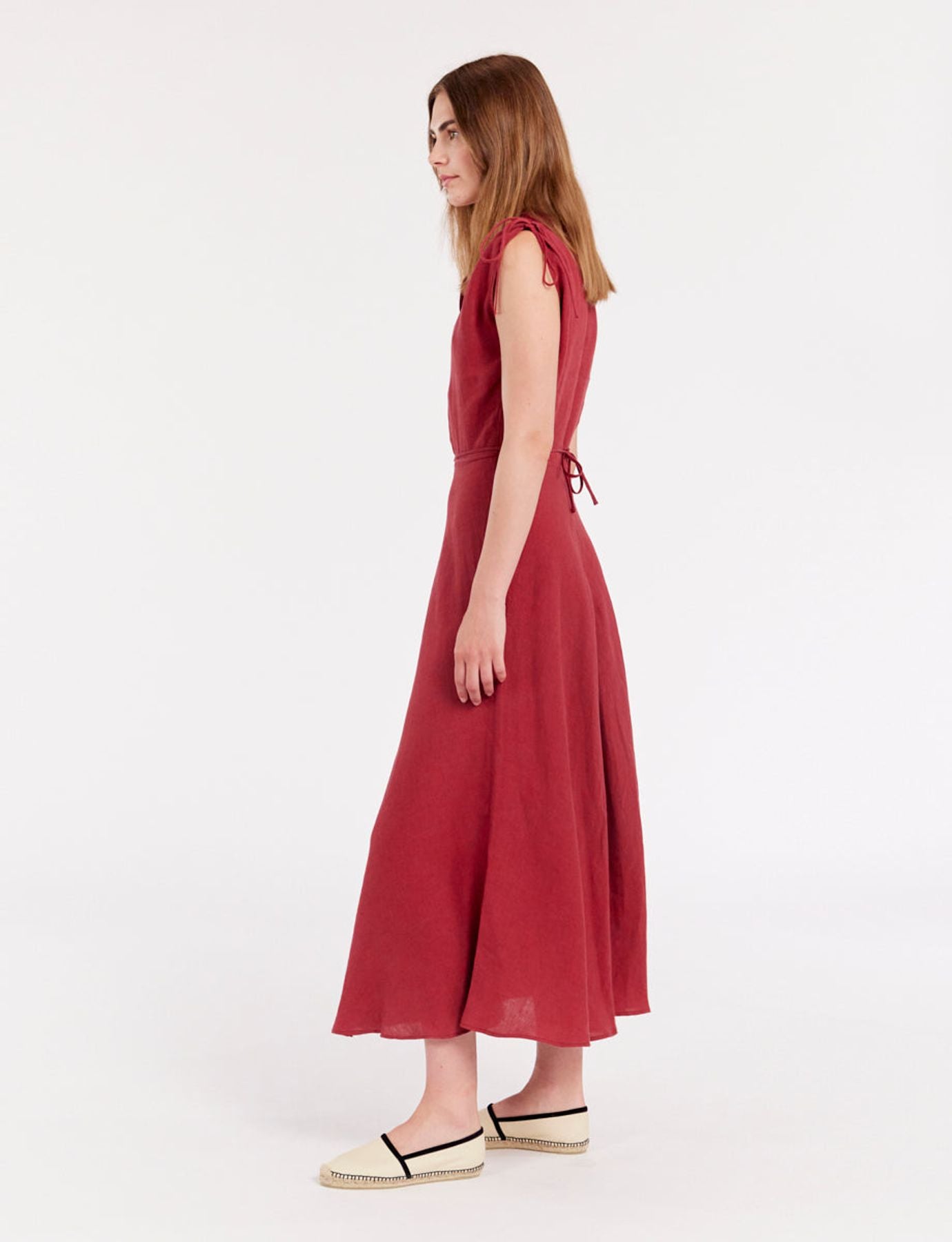 Vestido Violine de lino frambuesa