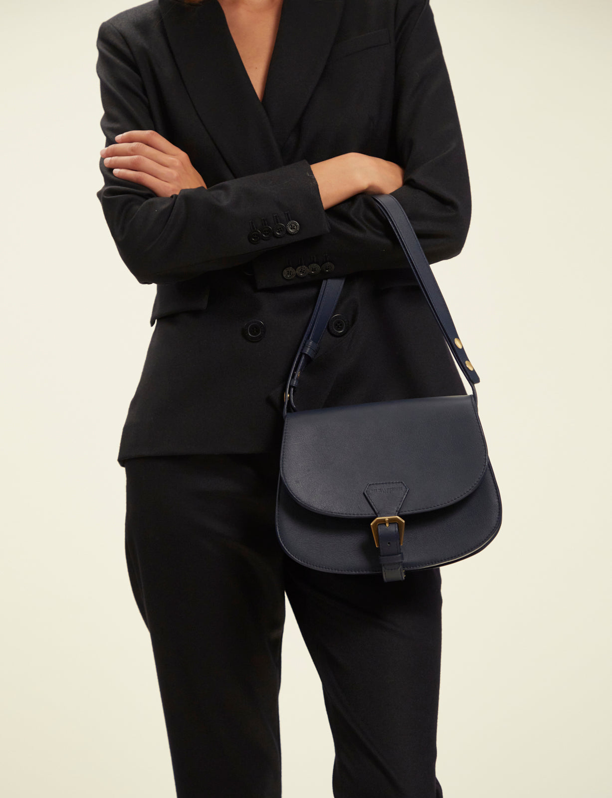 Borsa Flâneur in pelle blu navy