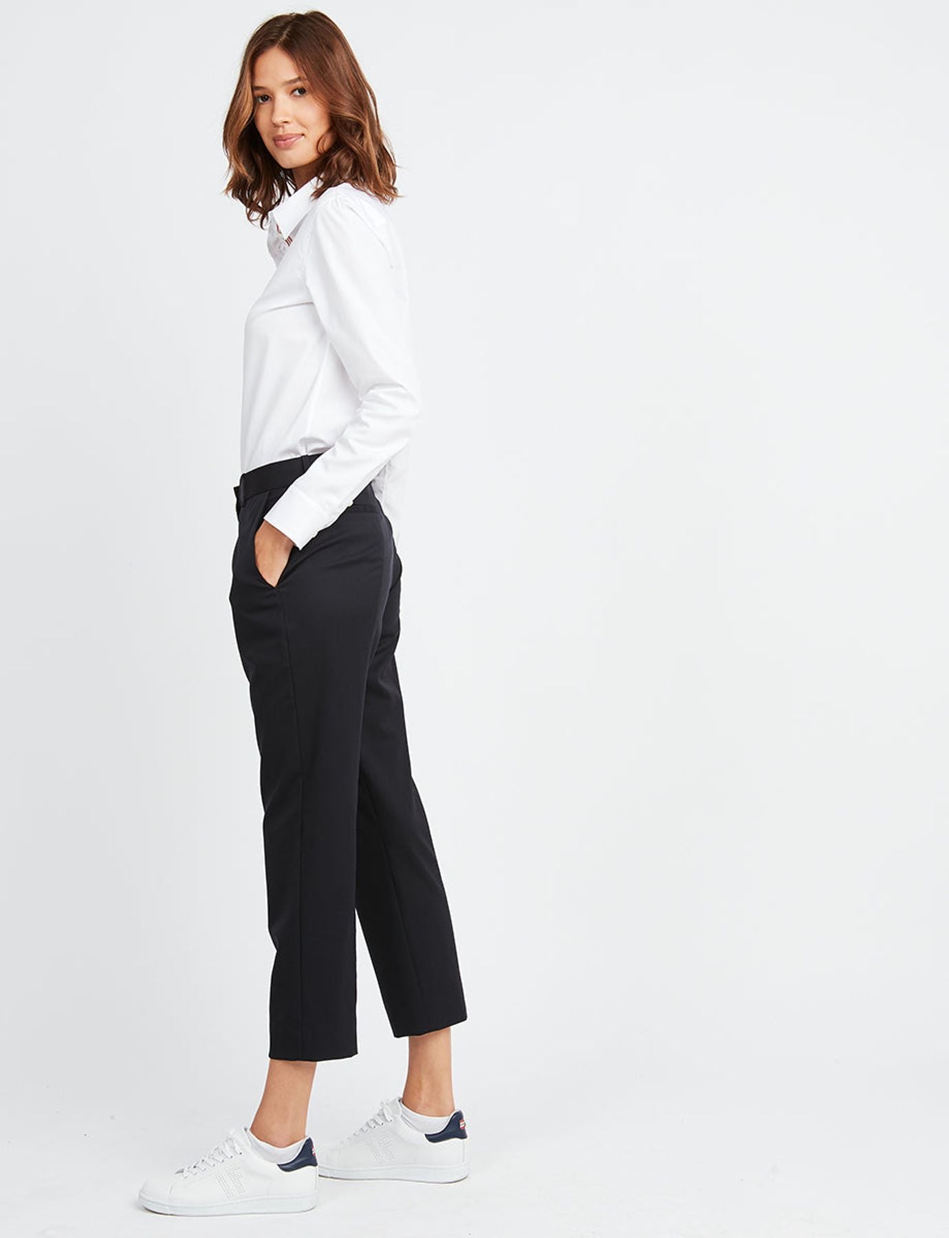 Pantaloni Audrey in lana fina azul marino