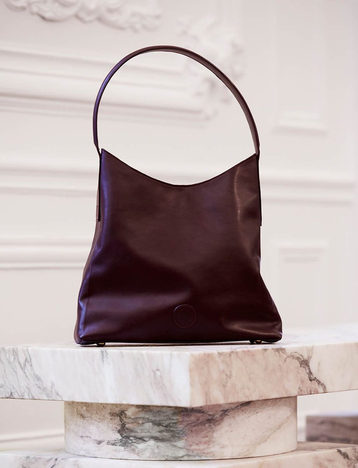 Borsa Léonore M in pelle bordeaux