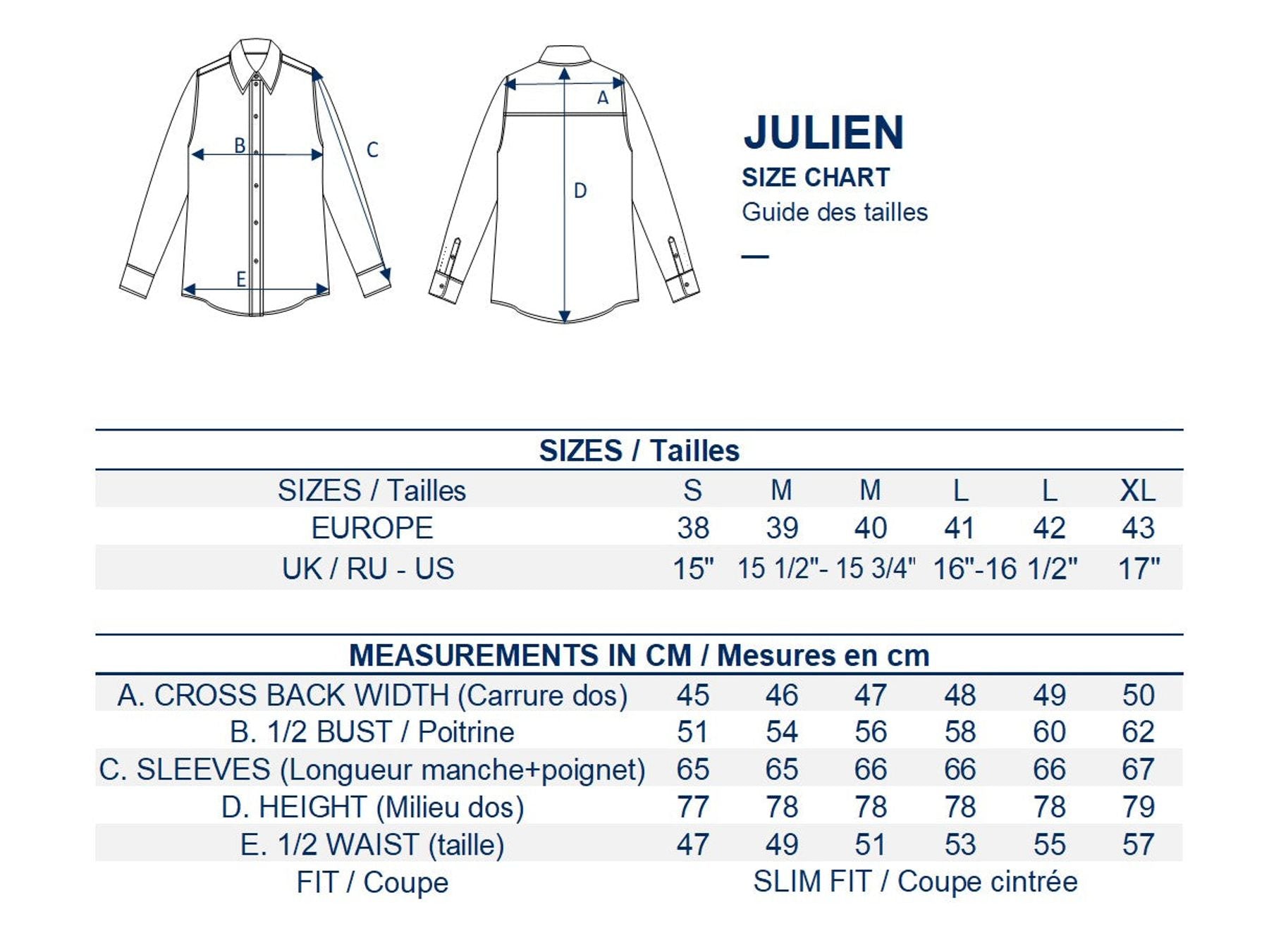 Julien camisa de rayas azul de los hombres